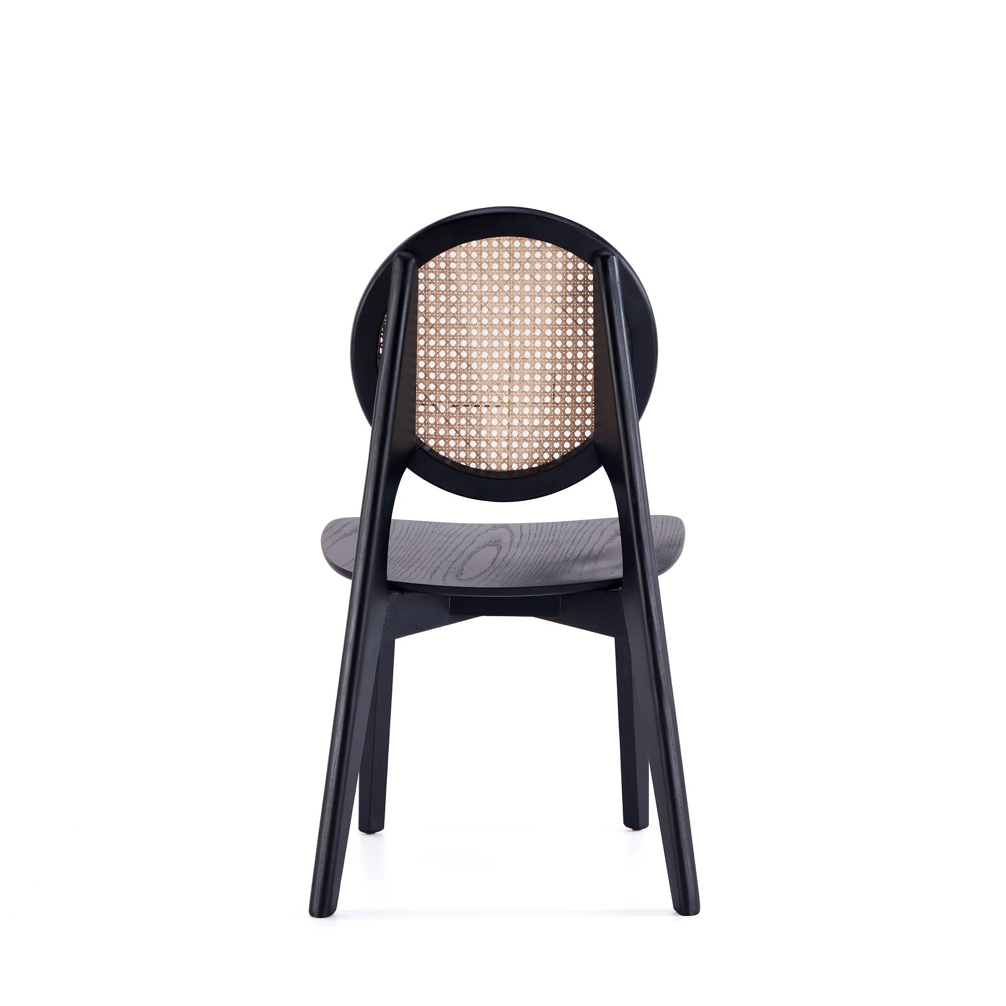 Versailles Round Dining Chair in Black and Natural Cane (set of 2) - Image 7