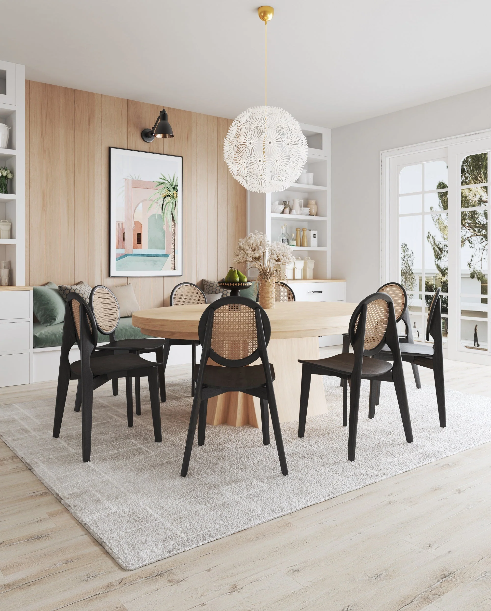 Versailles Round Dining Chair in Black and Natural Cane (set of 4) - Image 2
