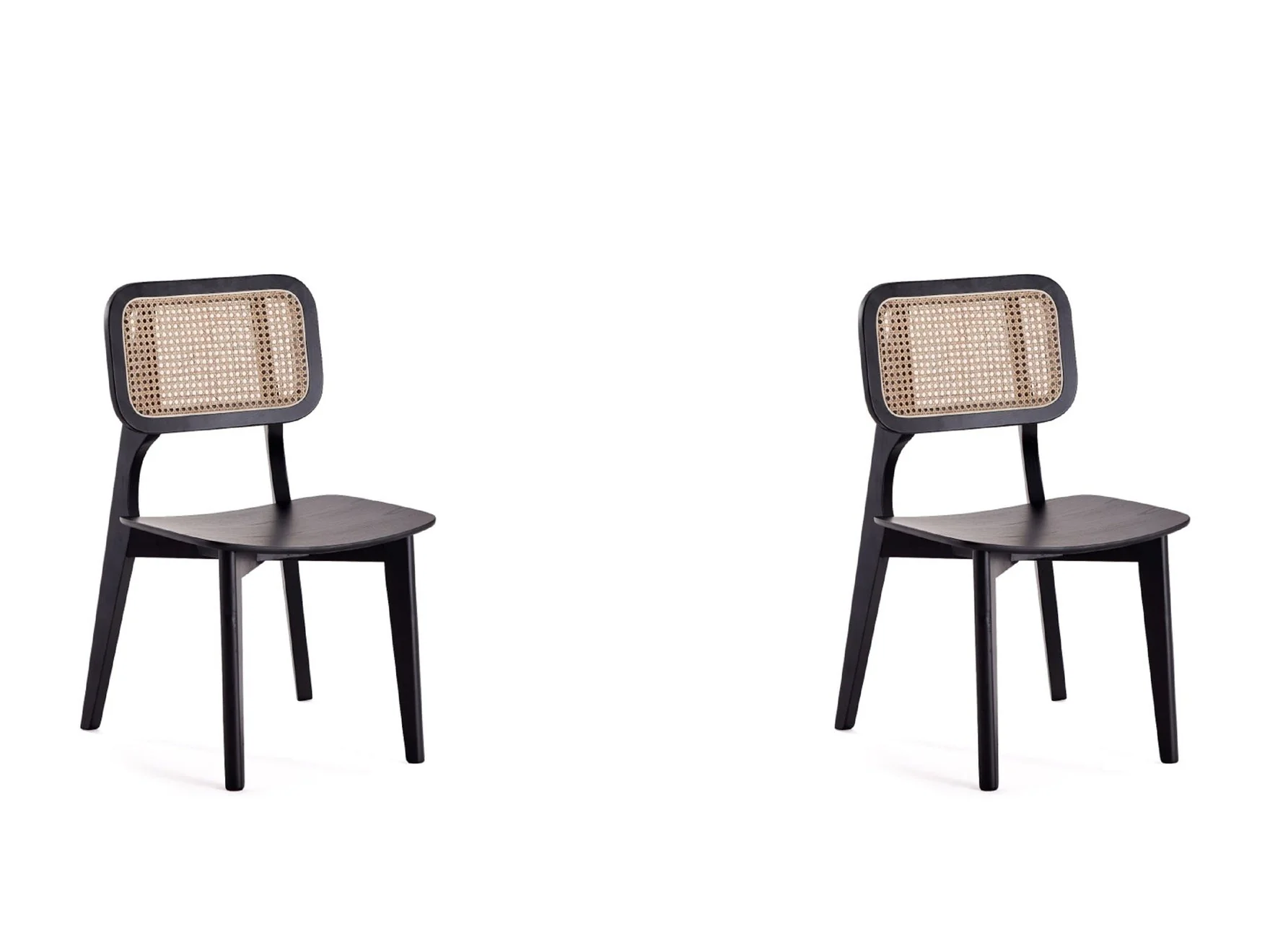 Versailles Square Dining Chair in Black and Natural Cane (set of 2)