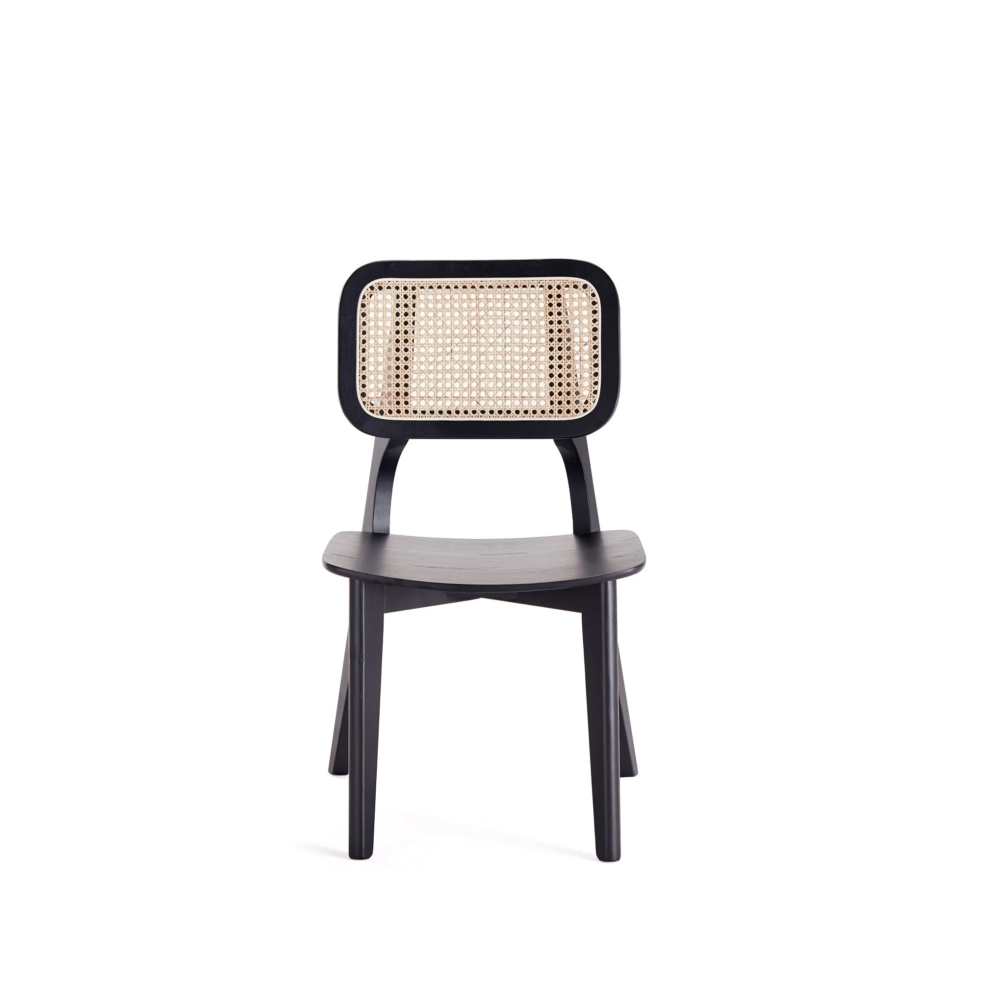 Versailles Square Dining Chair in Black and Natural Cane (set of 4) - Image 4