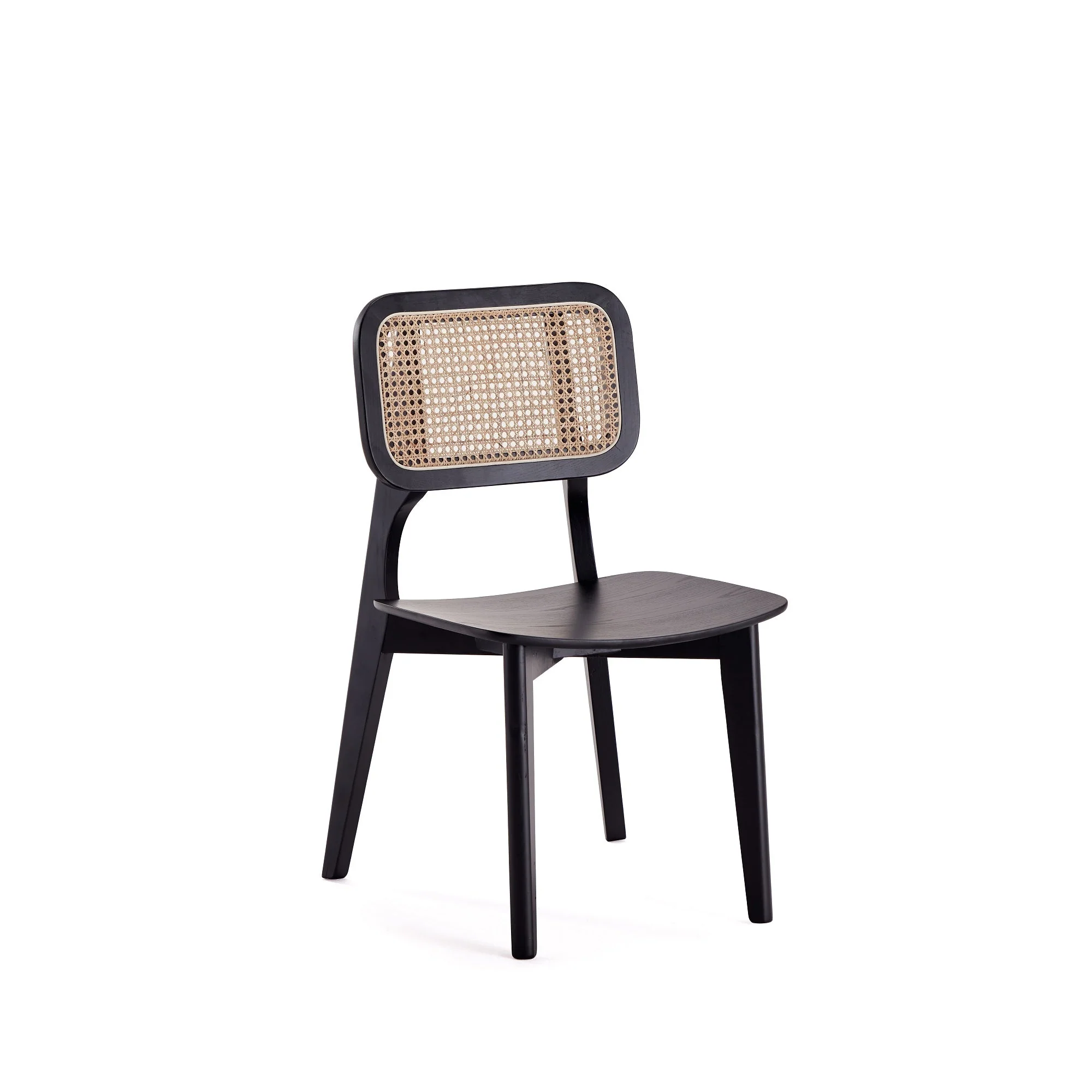 Versailles Square Dining Chair in Black and Natural Cane (set of 4) - Image 5