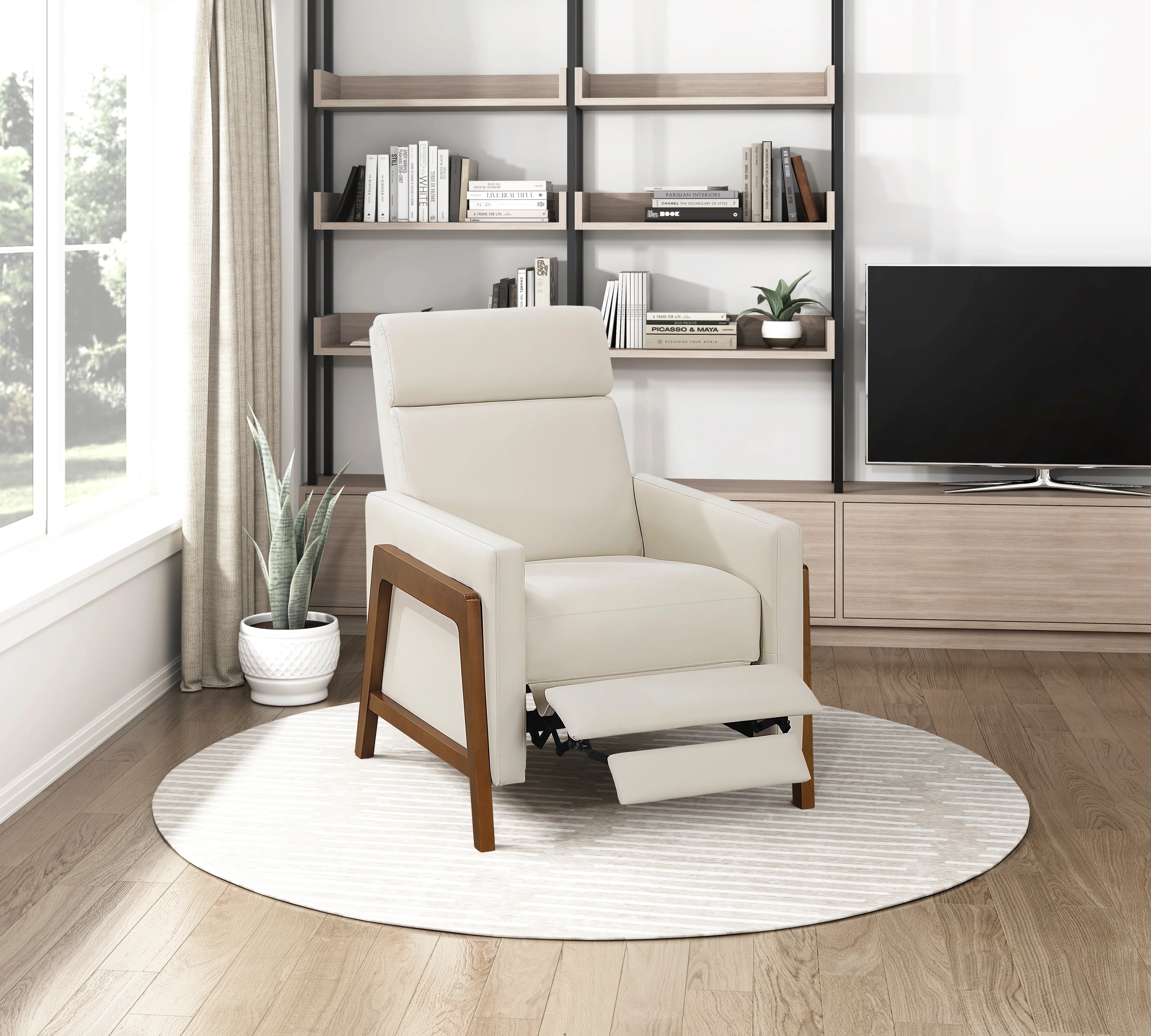 Verve Light Beige Push Back Reclining Chair - Image 3