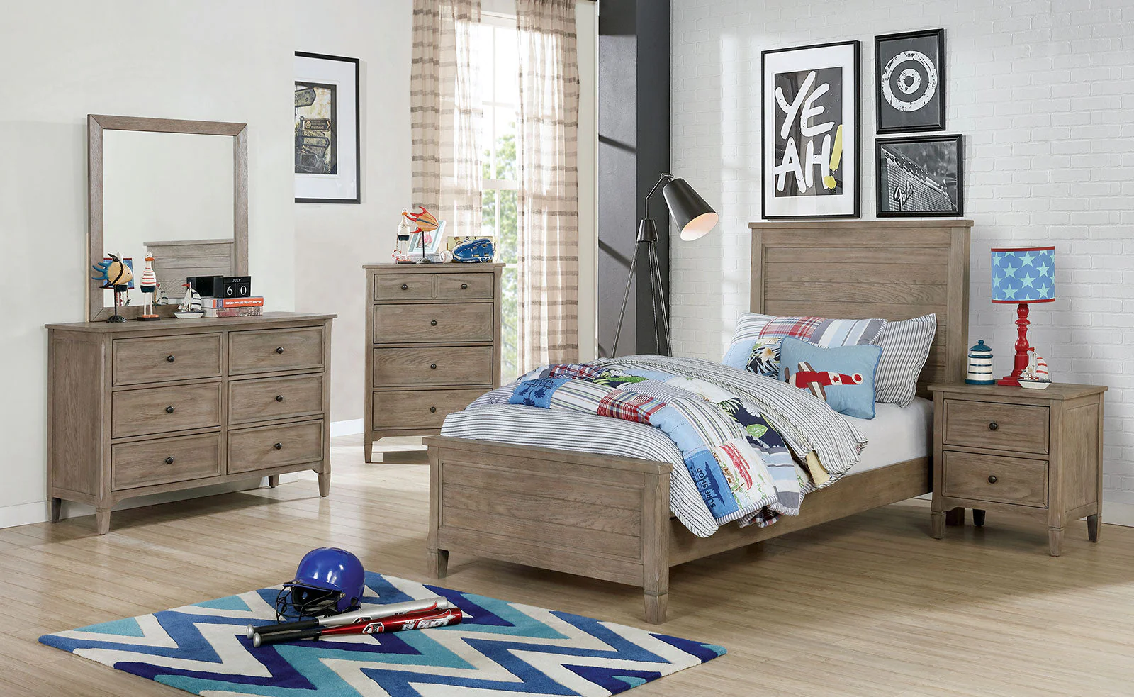 Vevey Wire-Brushed Warm Gray Full Bed - Image 3