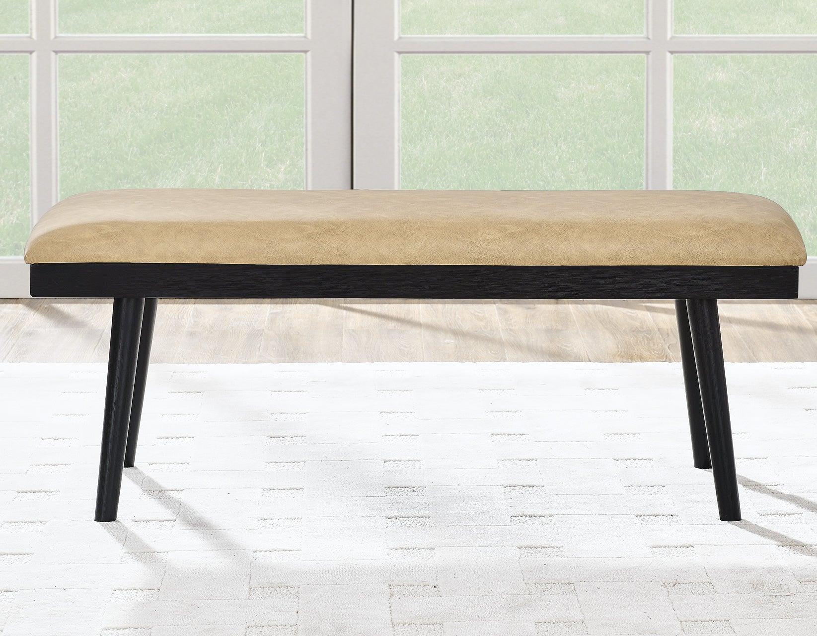 Vida 49″ Sand Vegan Leather Dining Bench - Image 2