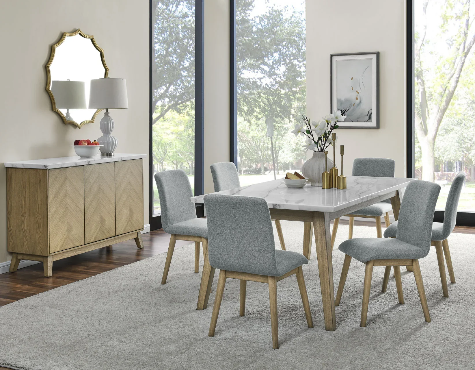 Vida 72″ White Marble Top Dining Table - Image 7