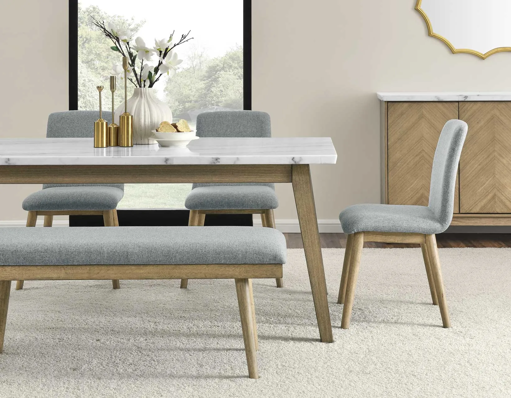 Vida 72″ White Marble Top Dining Table - Image 8
