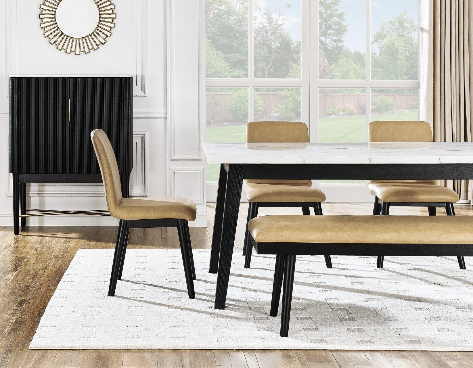 Vida 72″ White Marble Top Dining Table, Black Finish - Image 7
