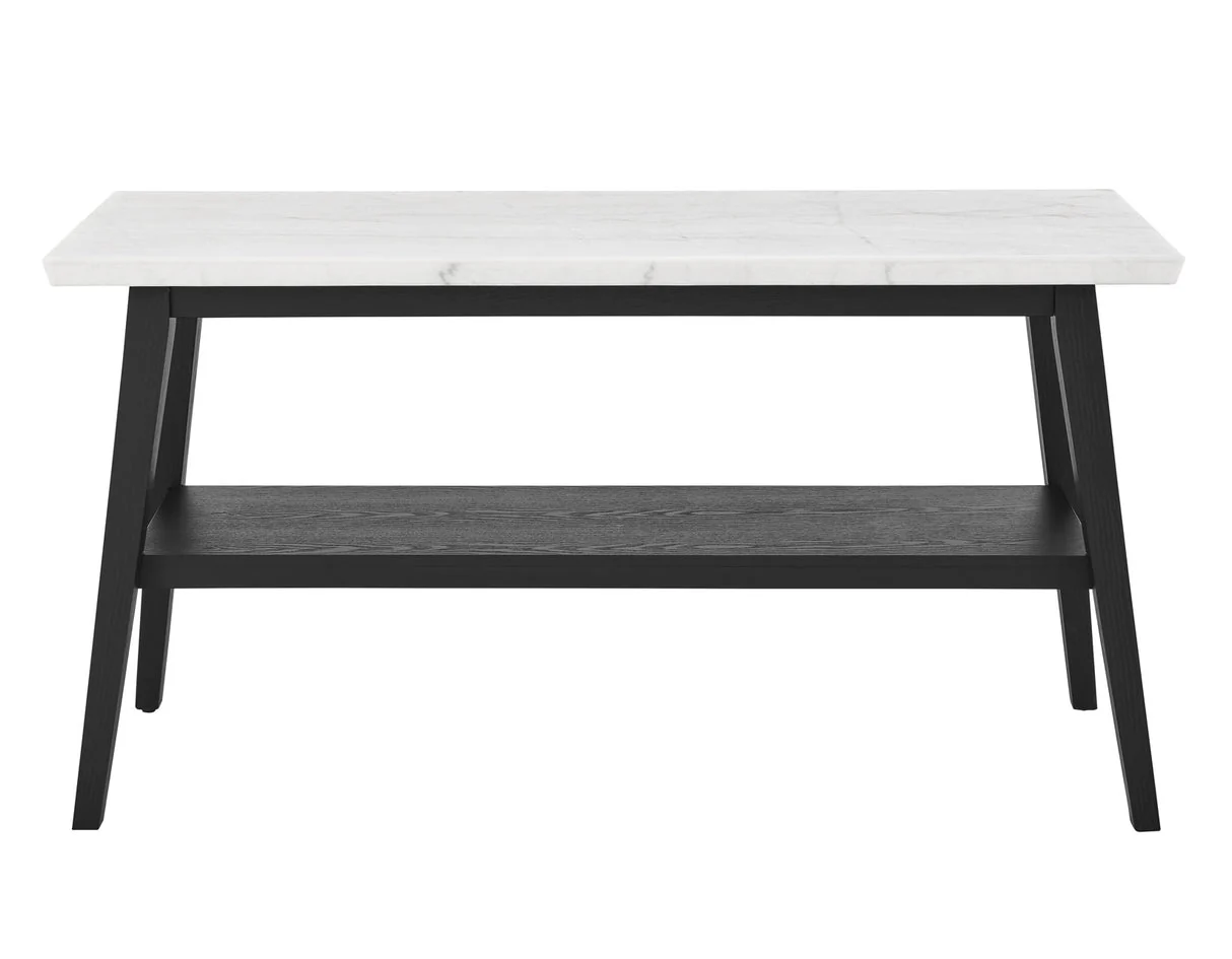 Vida Black Sofa Table, White Marble Top - Image 2