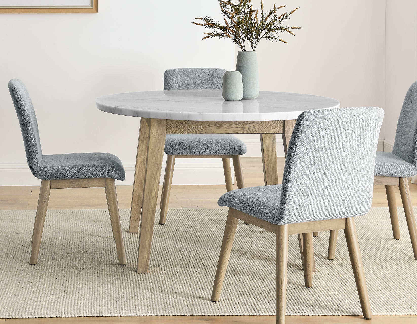Vida Burnished Blonde/Gray Round Marble Top Dining Room Set - Image 5