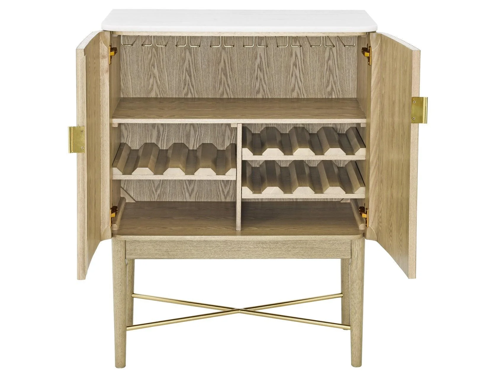 Vida Marble Top WIne Cabinet, Blonde Finish - Image 6