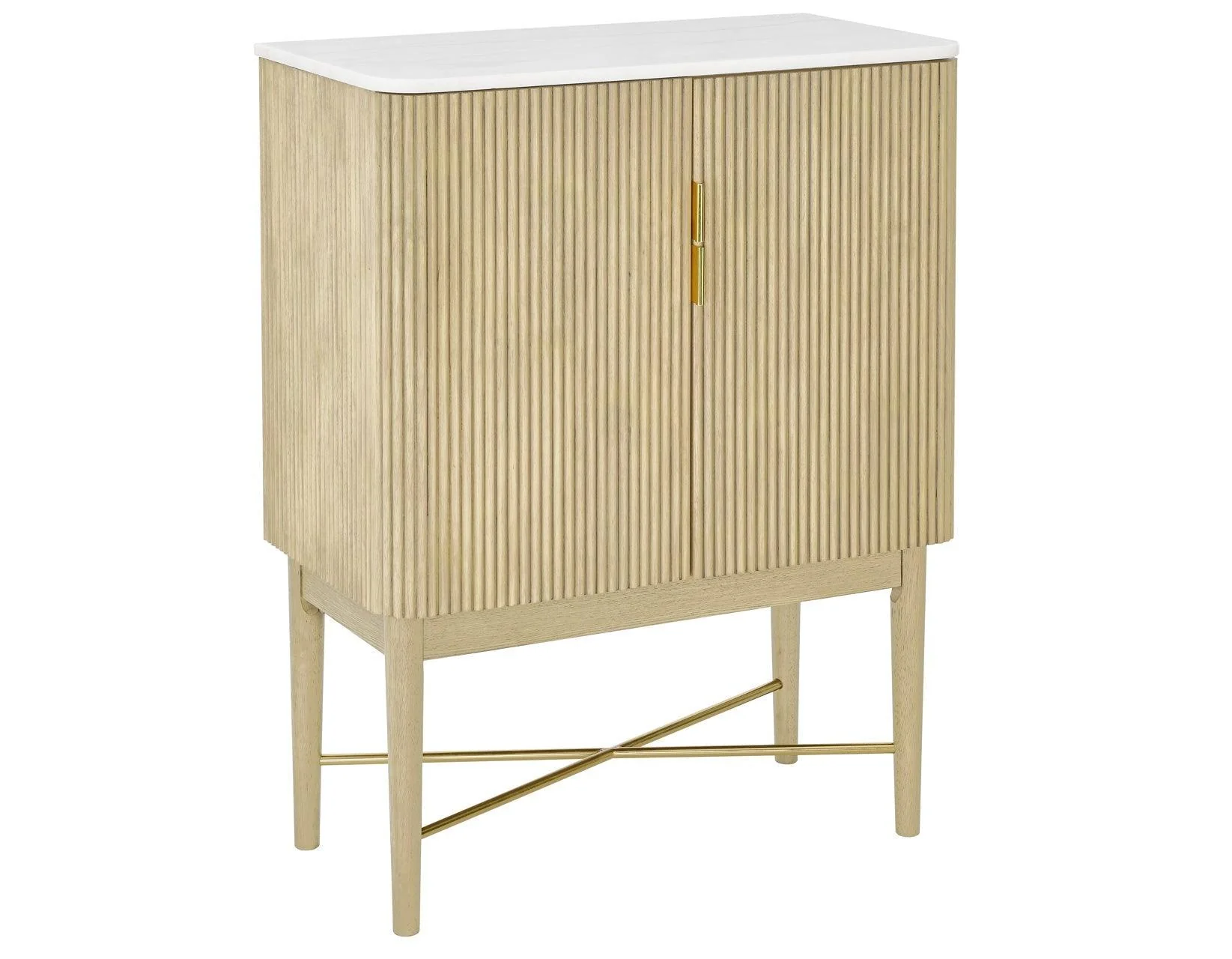 Vida Marble Top WIne Cabinet, Blonde Finish - Image 7