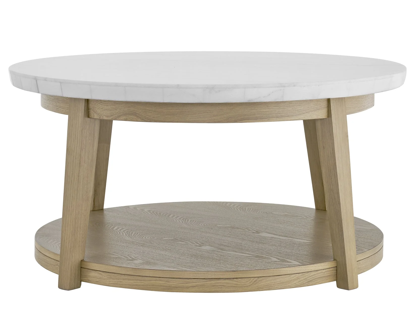 Vida, Round 36″ Cocktail Table, White Marble Top, Castered - Image 3