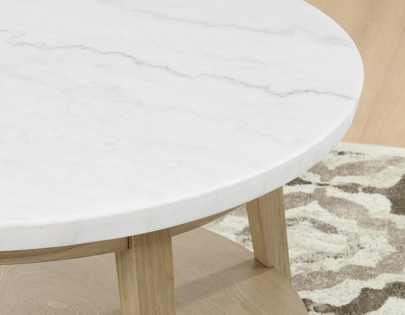 Vida Round 36″ White Marble Top Cocktail Table with Casters - Image 5