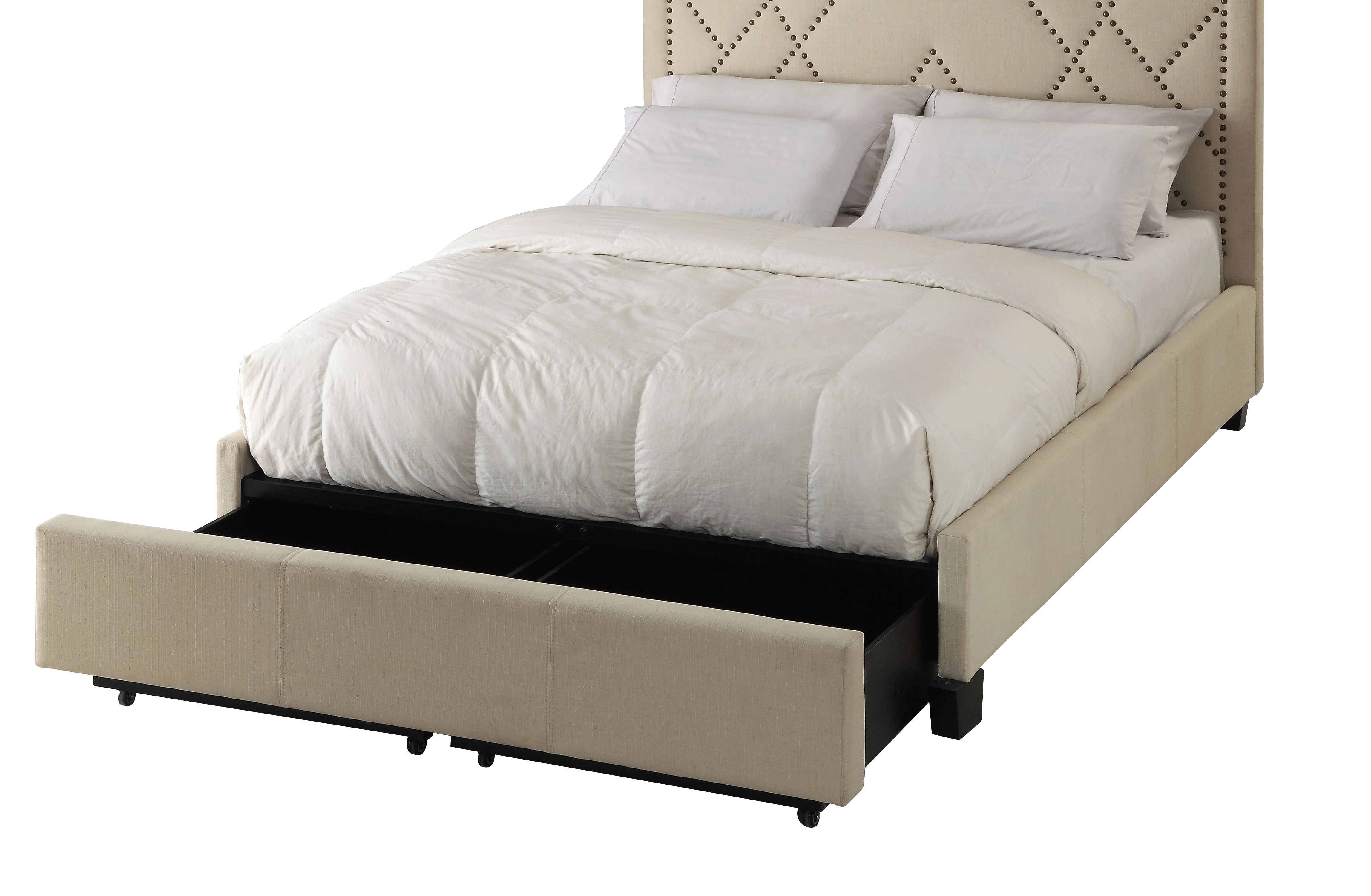 Vienne Nailhead Upholstered Full Platform Storage Bed in Powder - Image 6