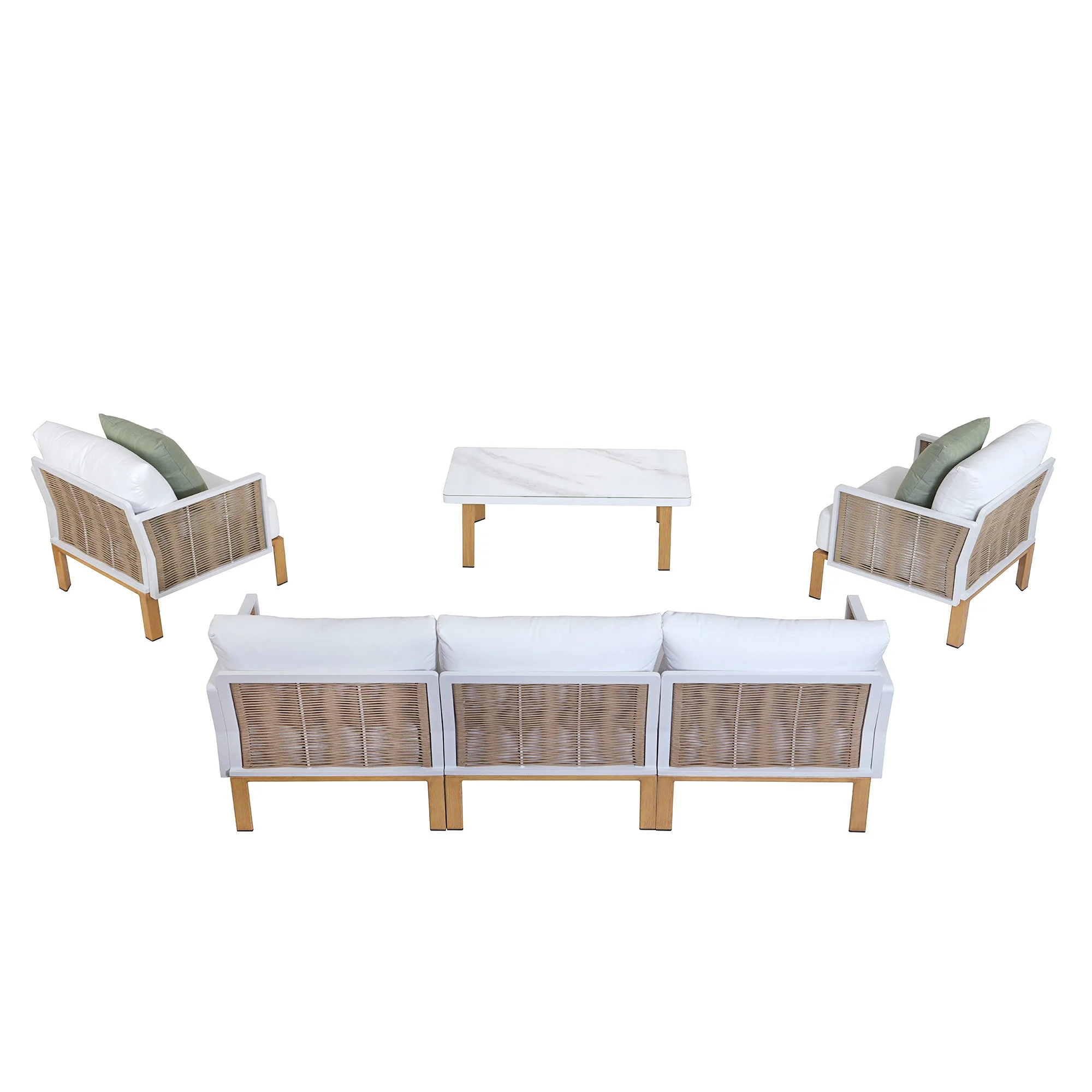 Vine 4-Piece Patio Conversation Set in Cream - Image 10
