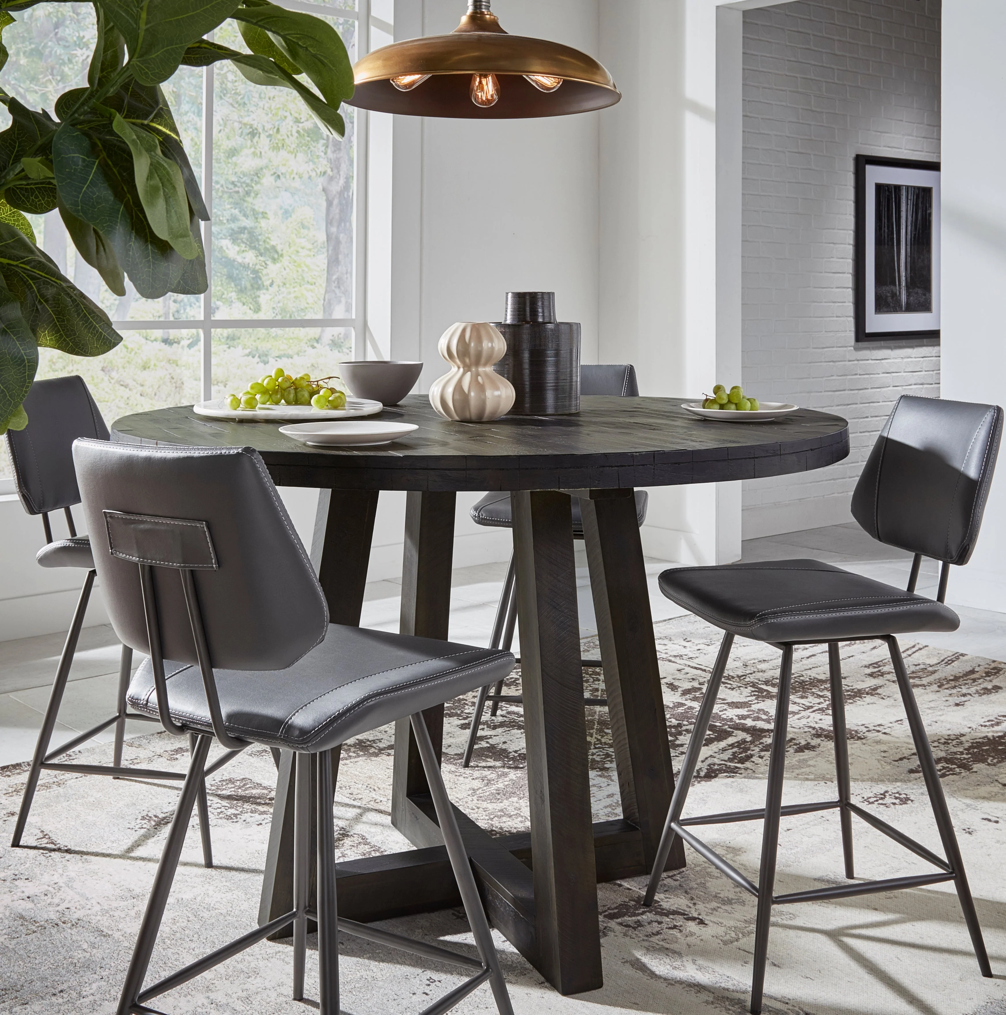 Vinson Modern Swivel Counter Stool in Cobalt (Set of 2) - Image 2
