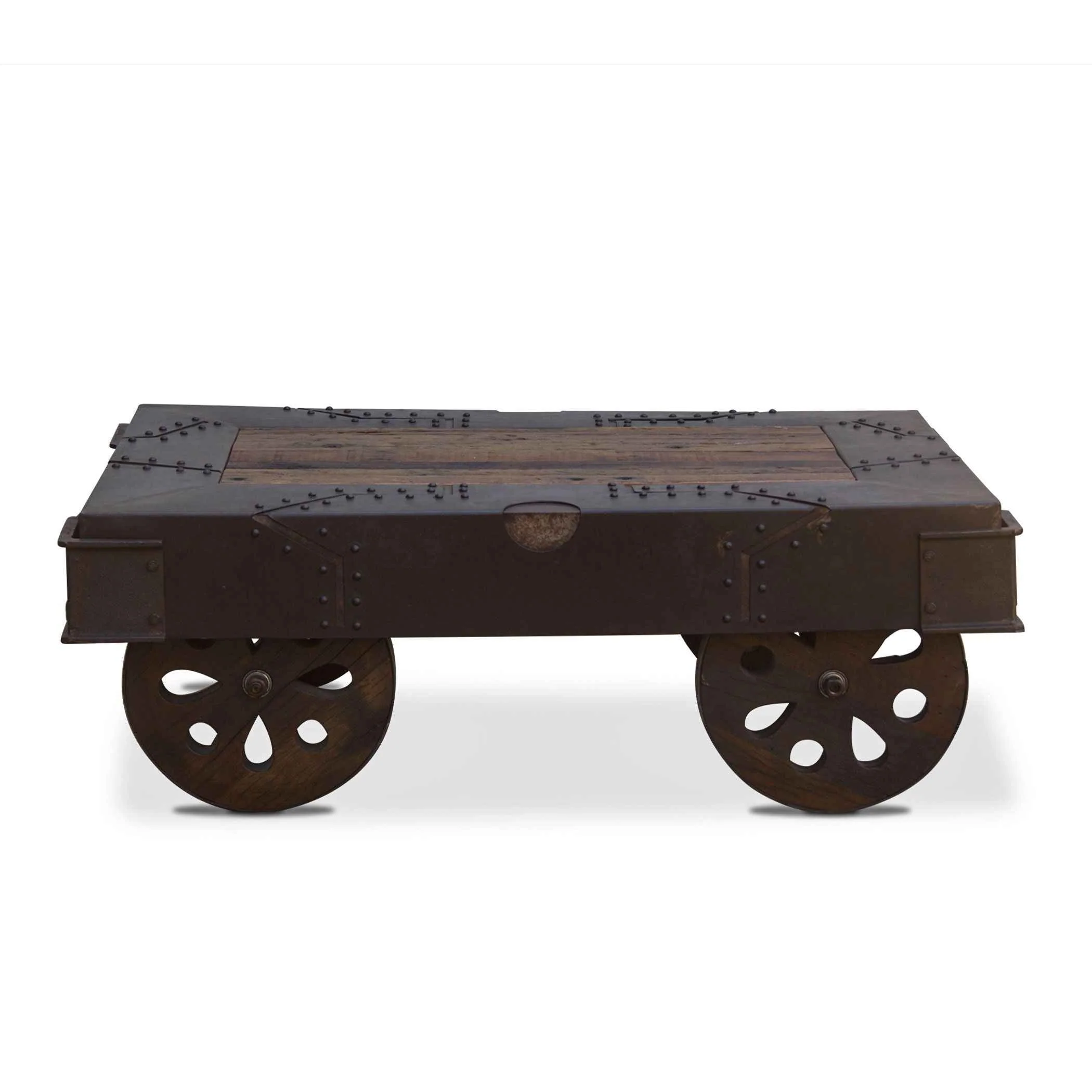 Vintage Industrial 48" Wheeled Coffee Table - Image 2
