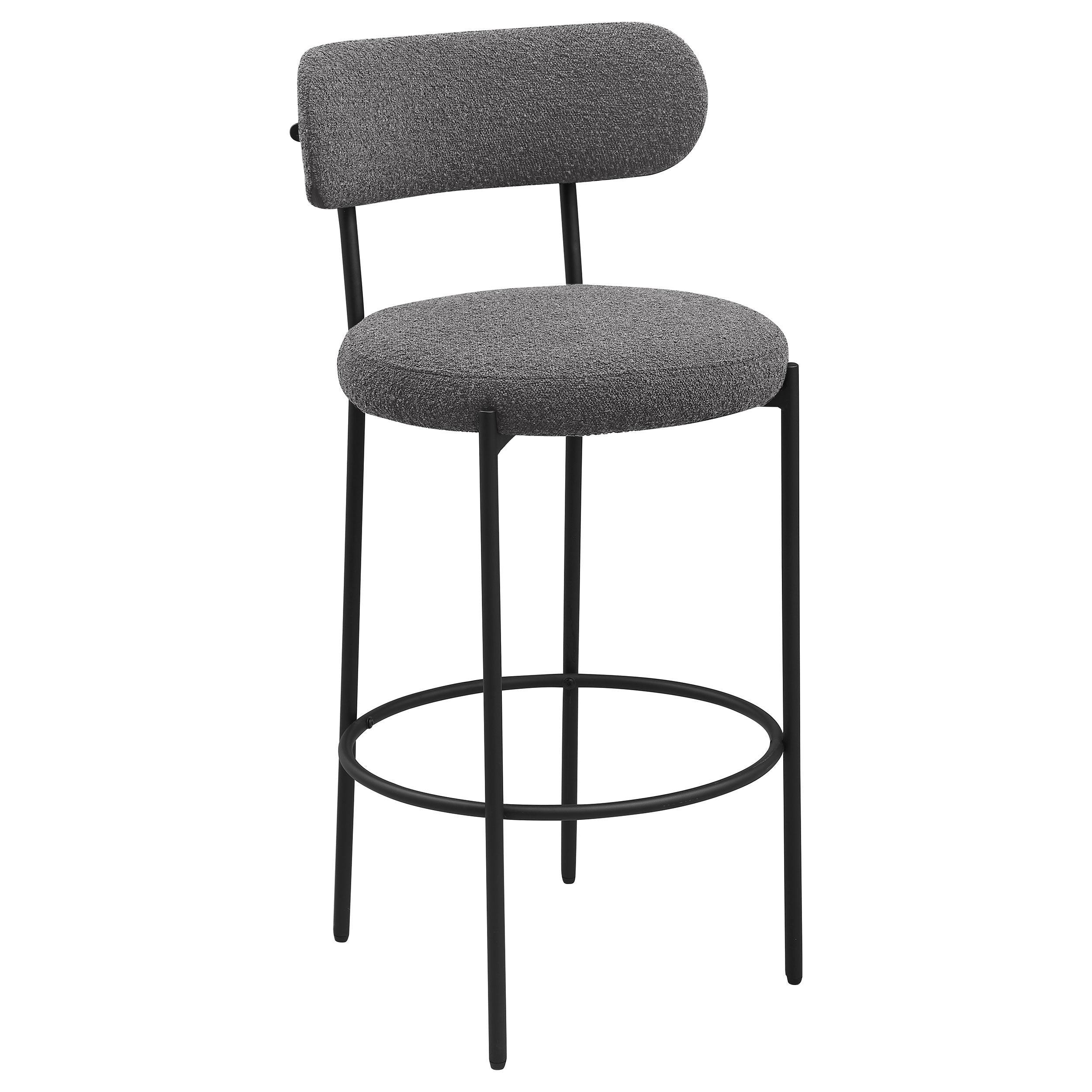Viola Black Boucle Upholstered Bar Stool, Set of 2 - Image 3