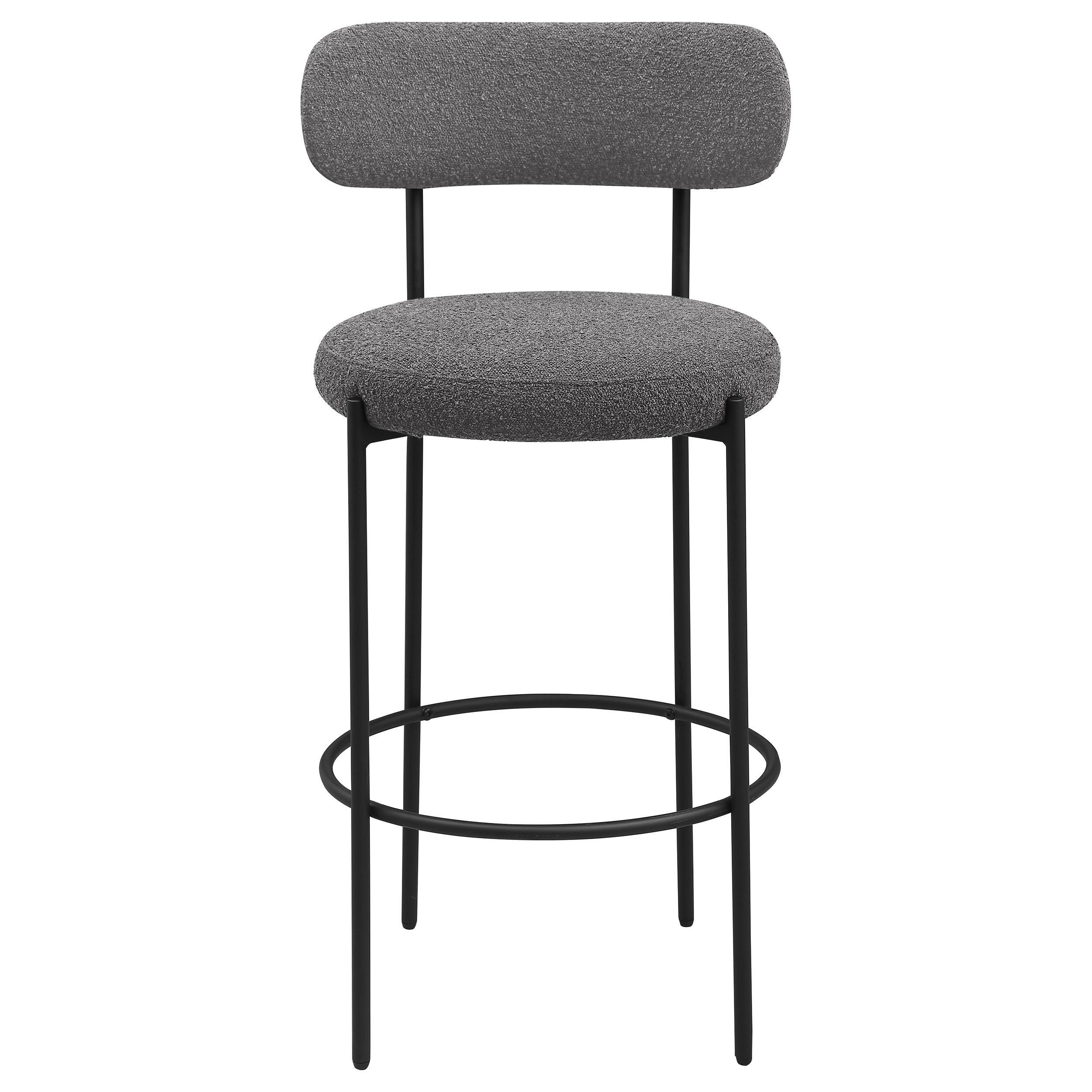 Viola Black Boucle Upholstered Bar Stool, Set of 2 - Image 4