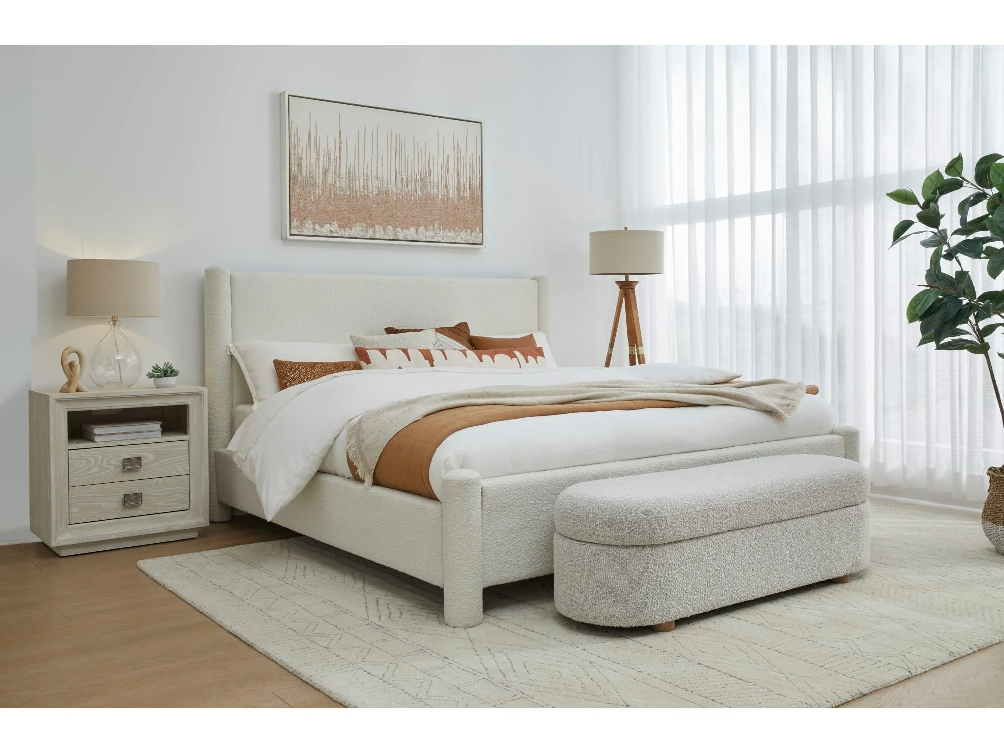 Virgil Burke Cottage Cheese California King Upholstered Platform Bed