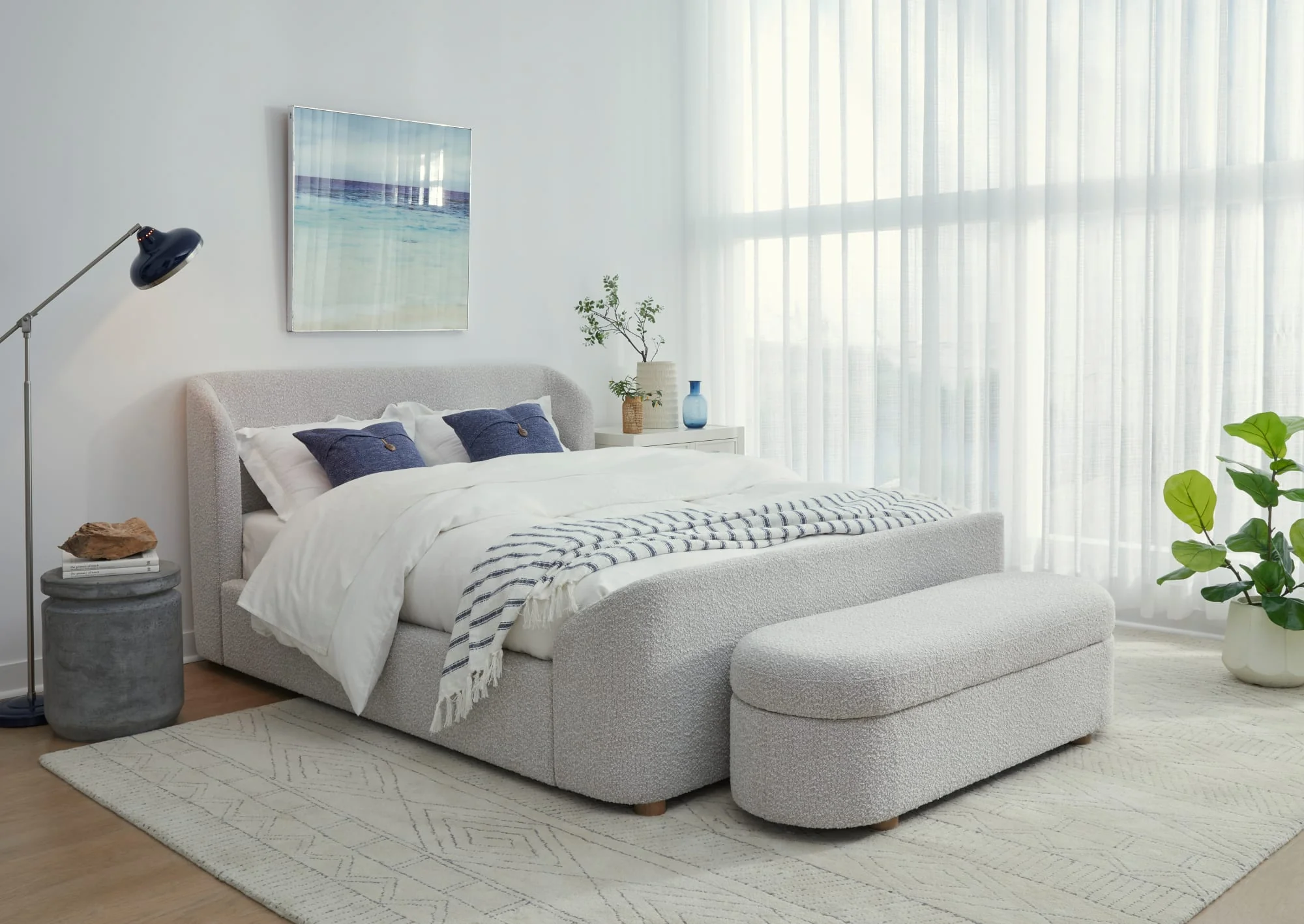 Virgil Kiki Cotton Ball King Upholstered Platform Bed - Image 2