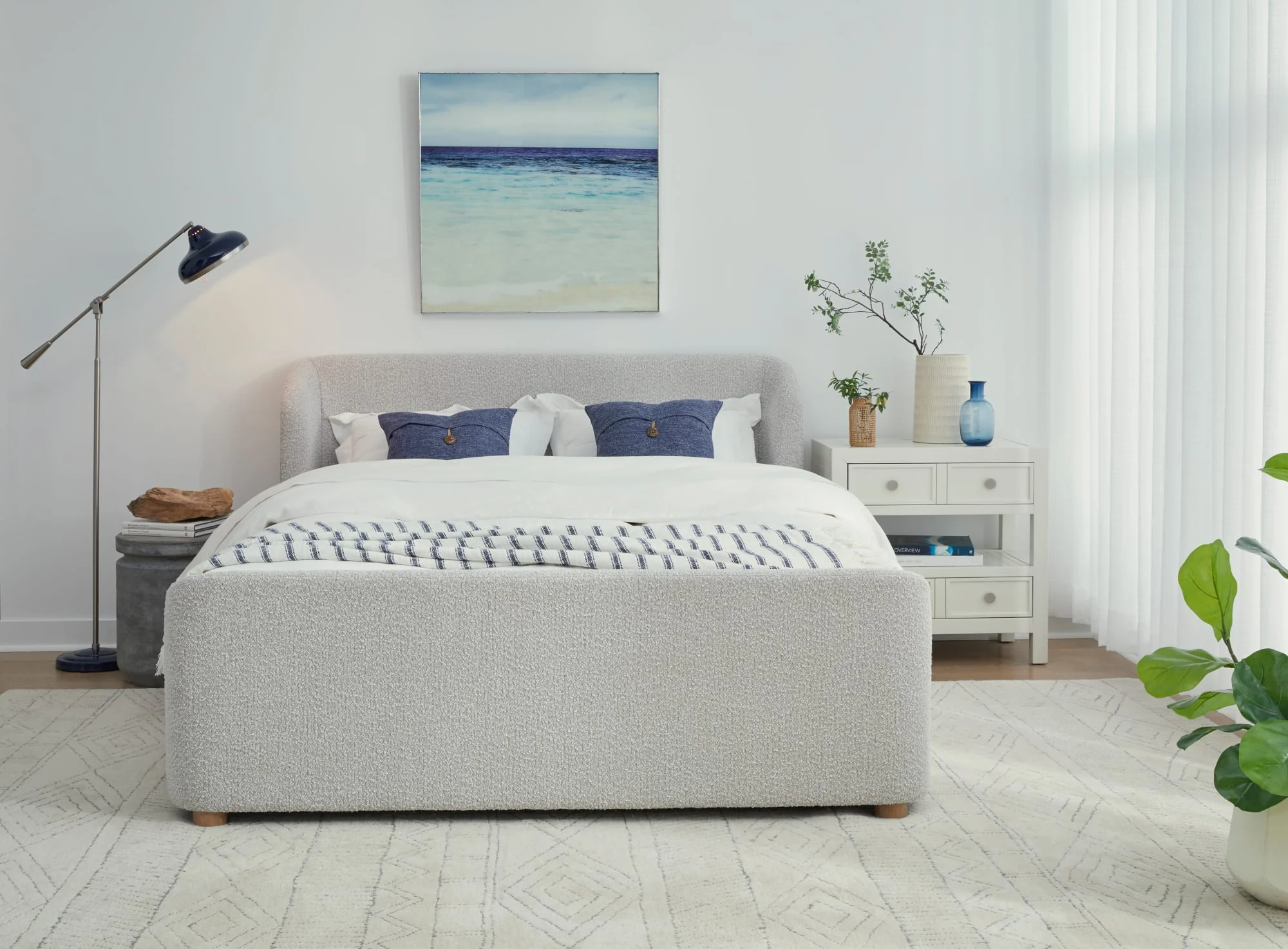 Virgil Kiki Cotton Ball King Upholstered Platform Bed - Image 3