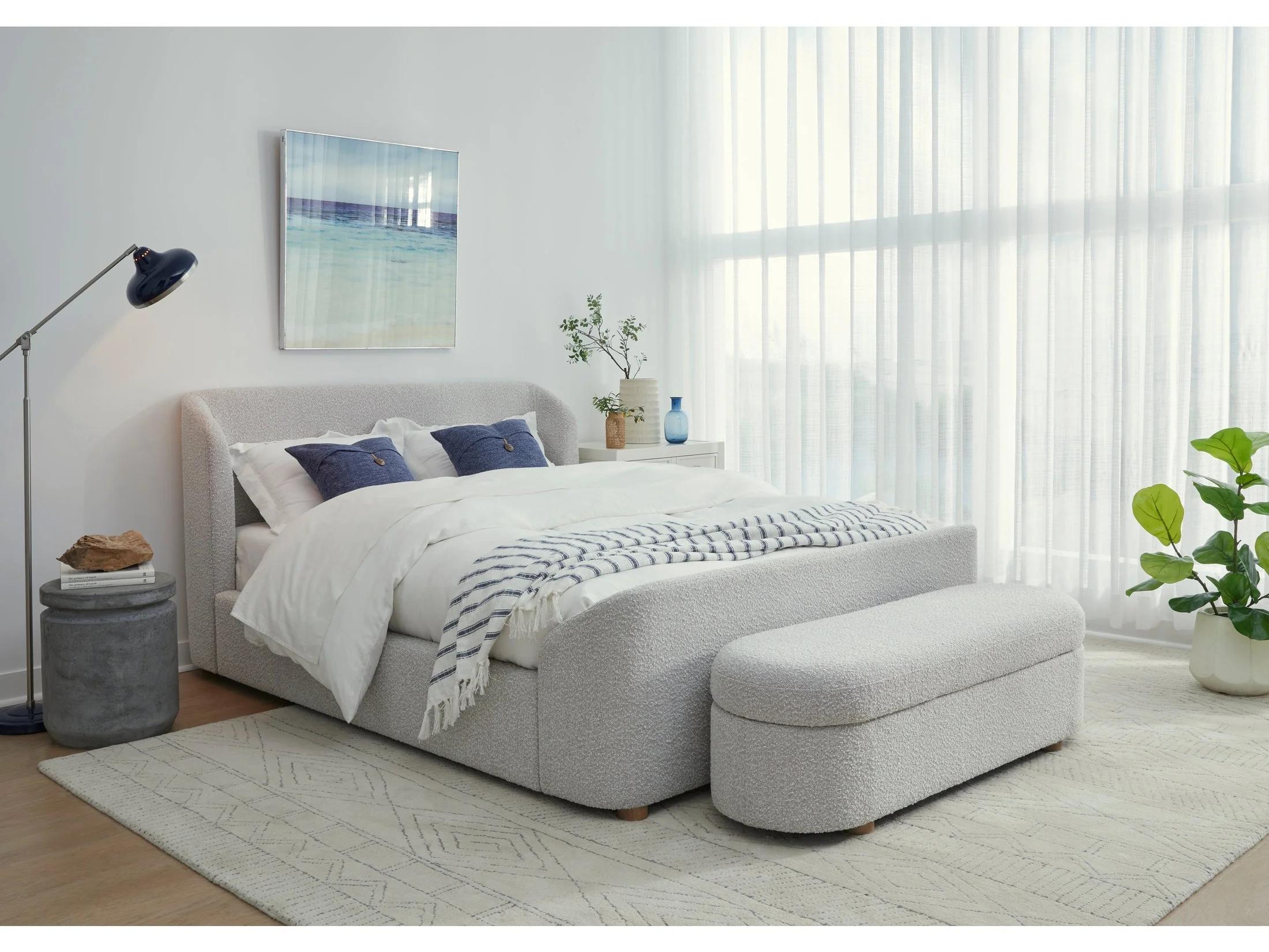 Virgil Kiki Cotton Ball Queen Upholstered Platform Bed