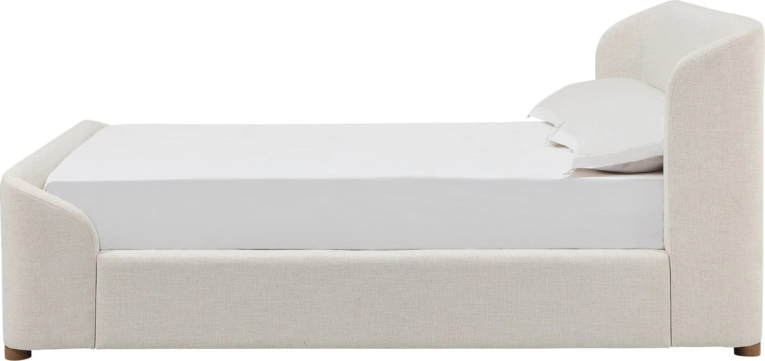 Virgil Kiki Whipped Honey California King Upholstered Platform Bed - Image 4