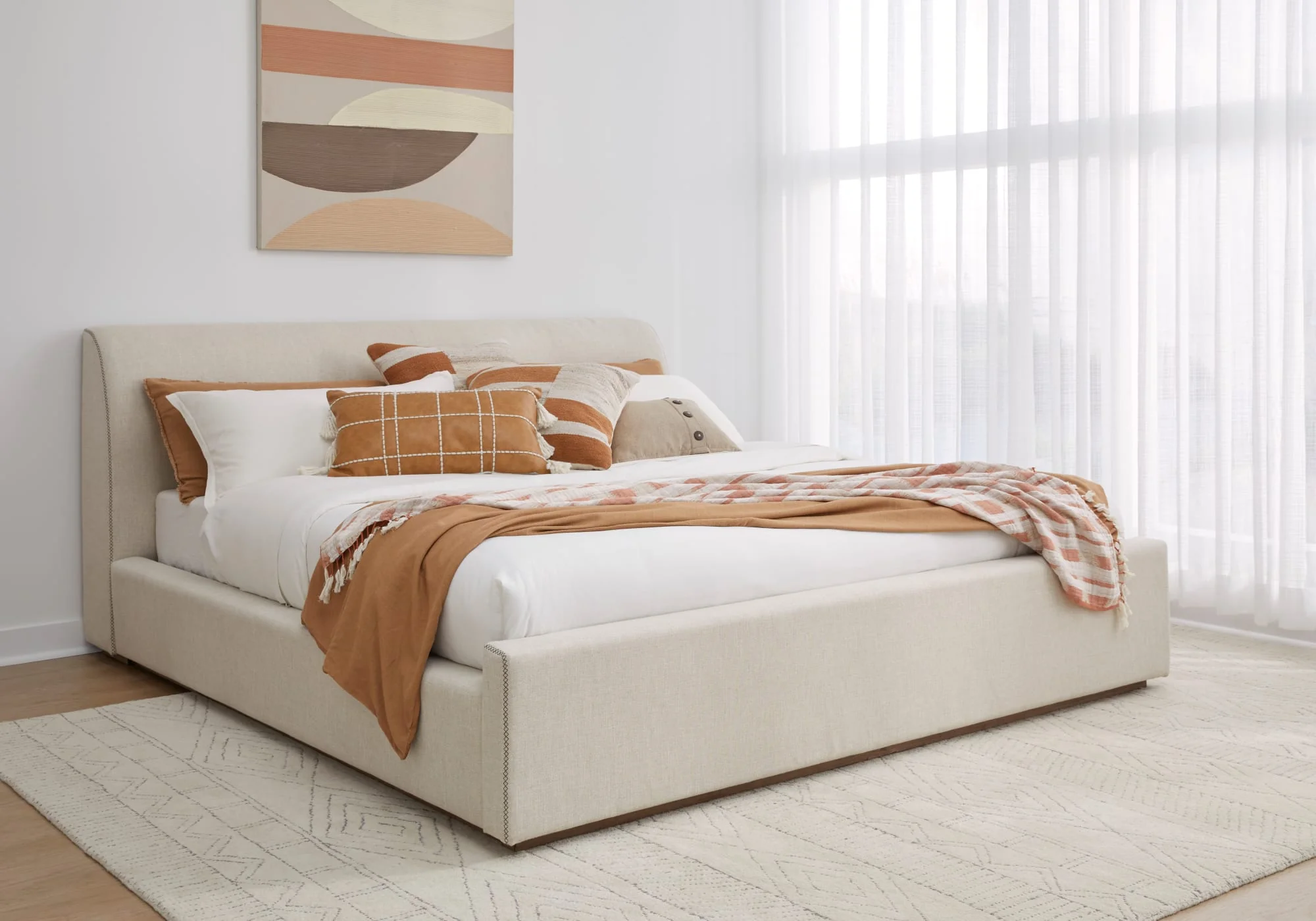 Virgil Louis Natural California King Upholstered Platform Bed - Image 3