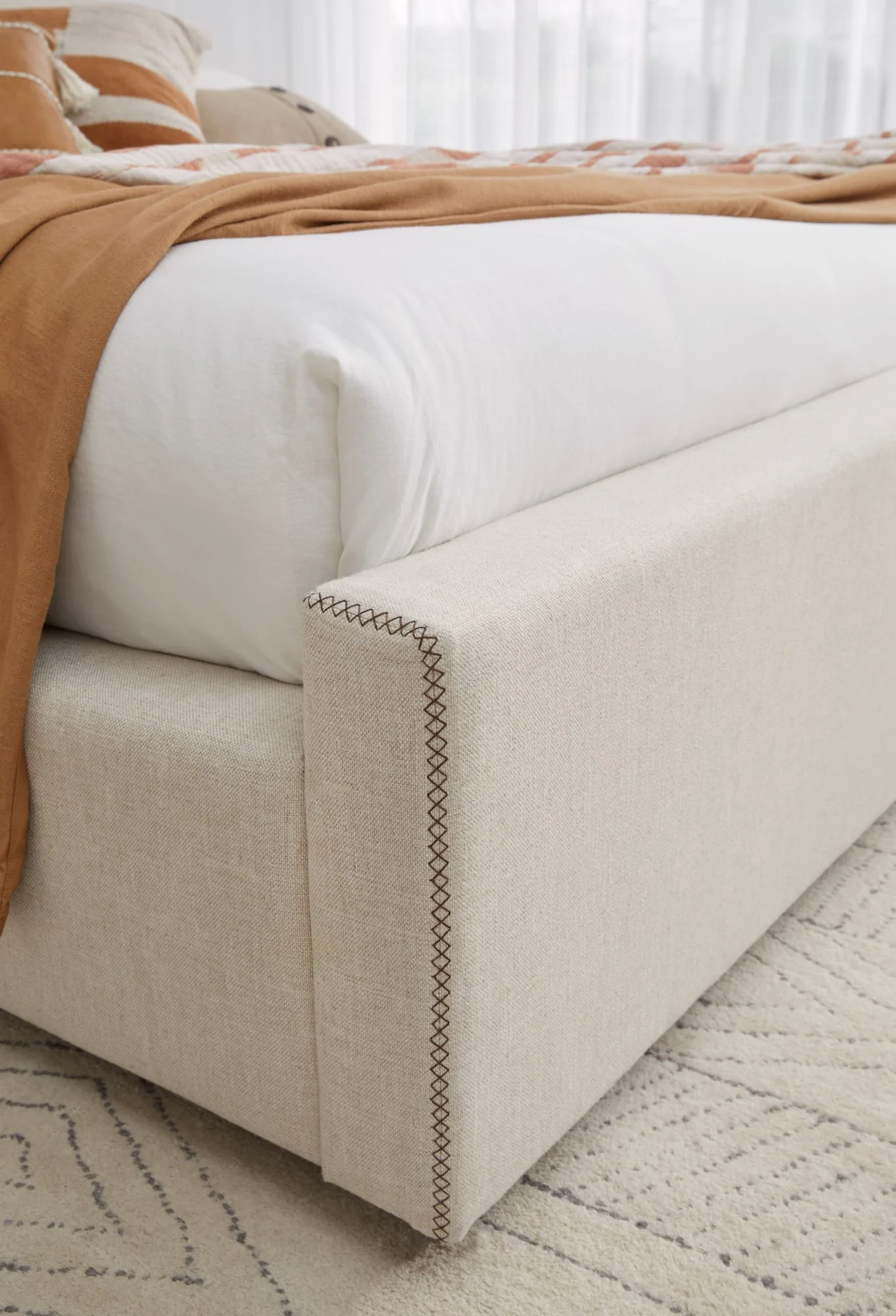 Virgil Louis Natural California King Upholstered Platform Bed - Image 4