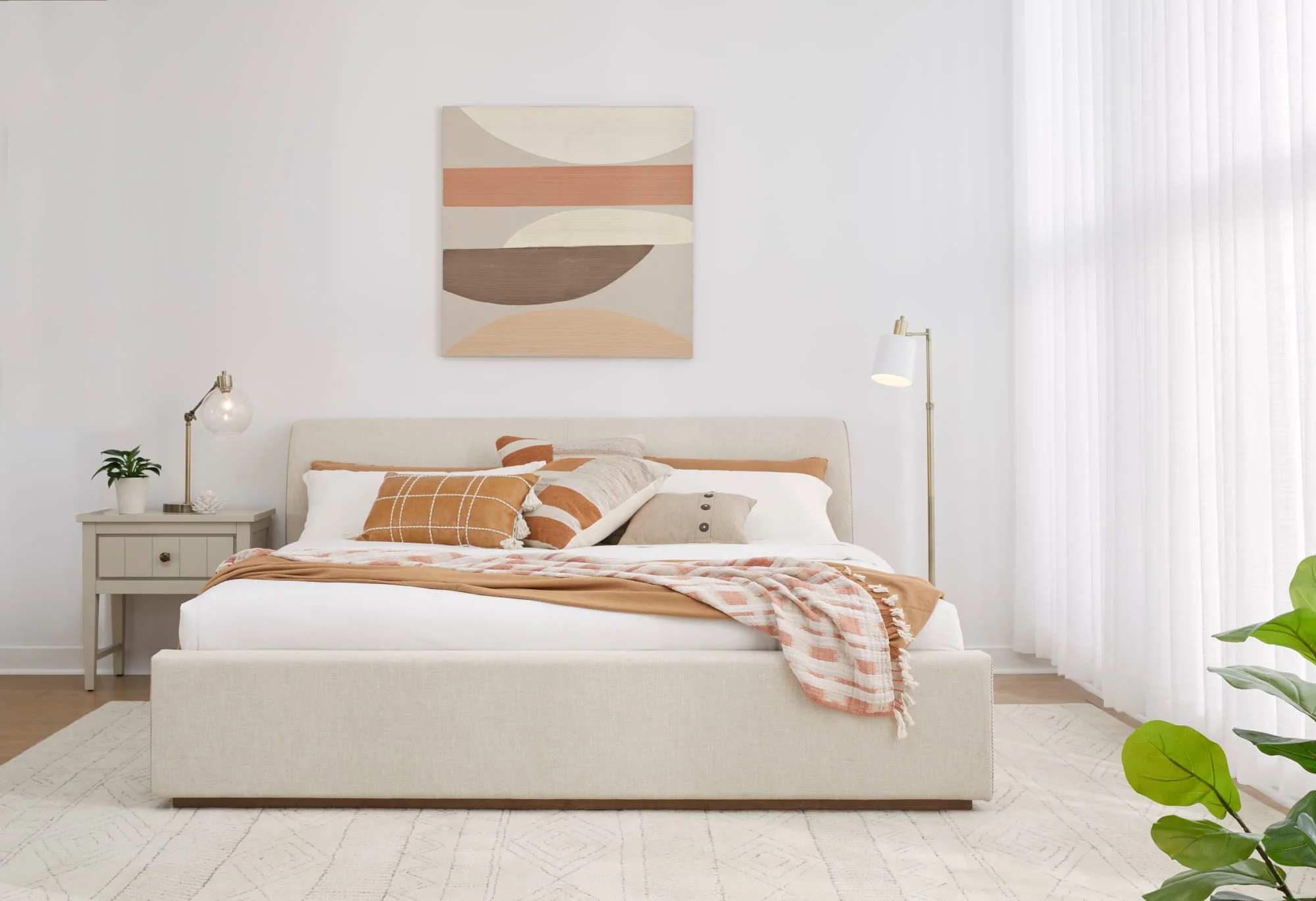 Virgil Louis Natural King Upholstered Platform Bed - Image 2