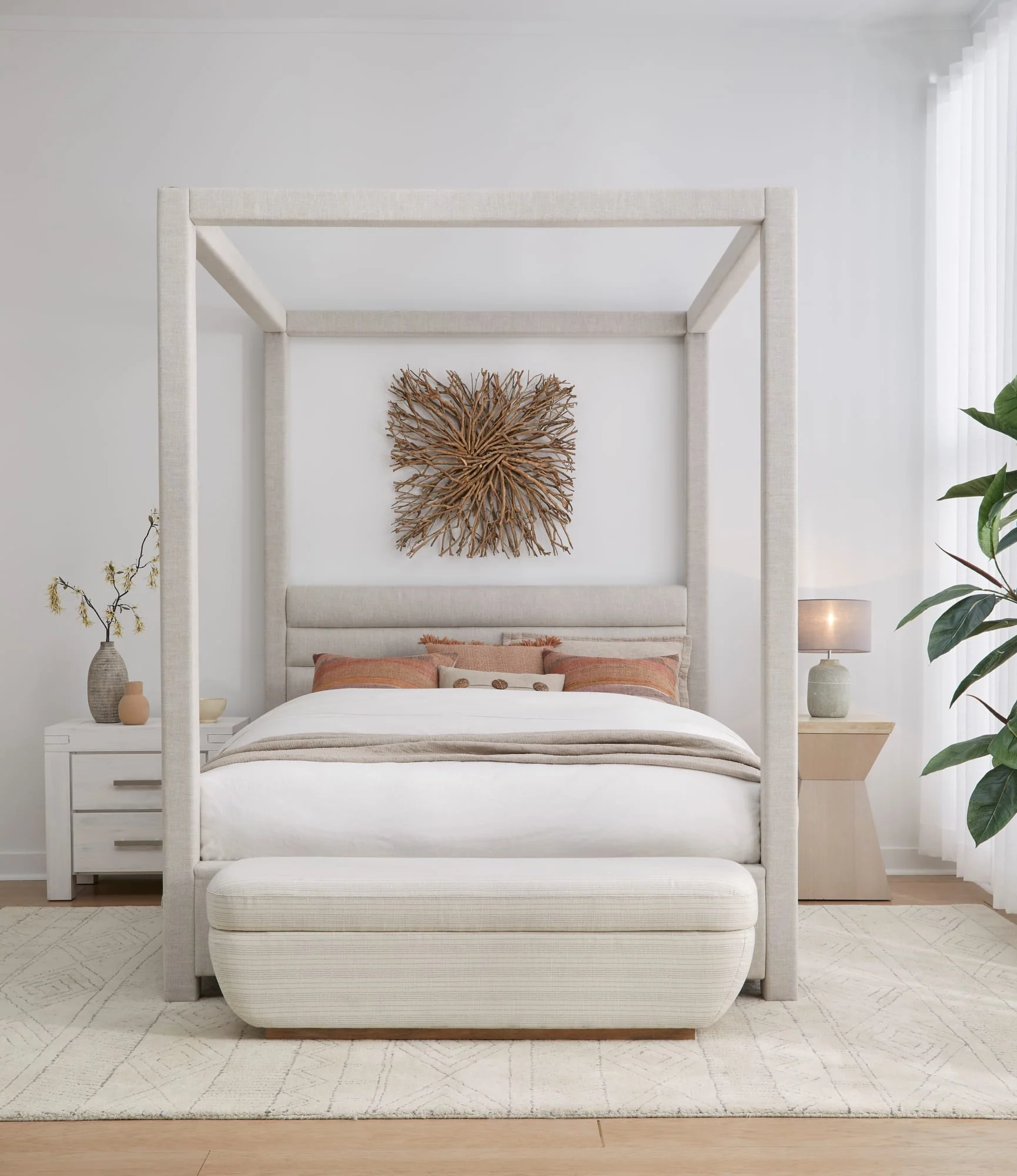 Virgil Rockford Turtle Dove Queen Upholstered Canopy Bed - Image 3