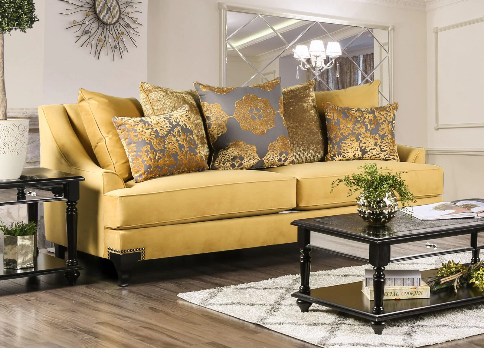 Viscontti Gold/Gray Sofa & Loveseat - Image 2