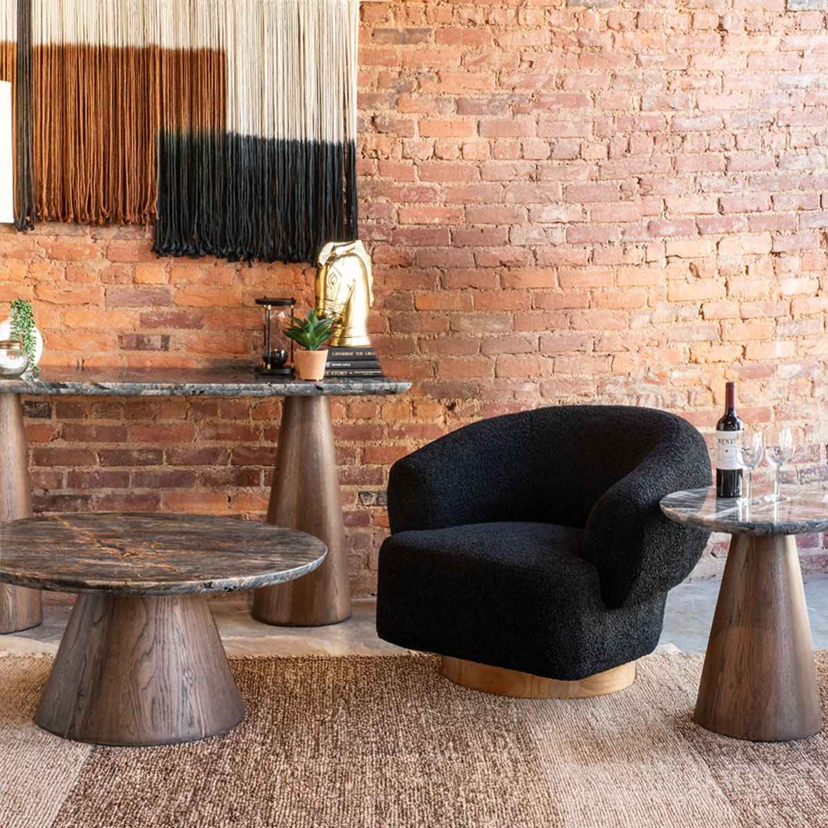 Vista 36" Coffee Table with Lava Marble and Dark Mango Base - Image 3