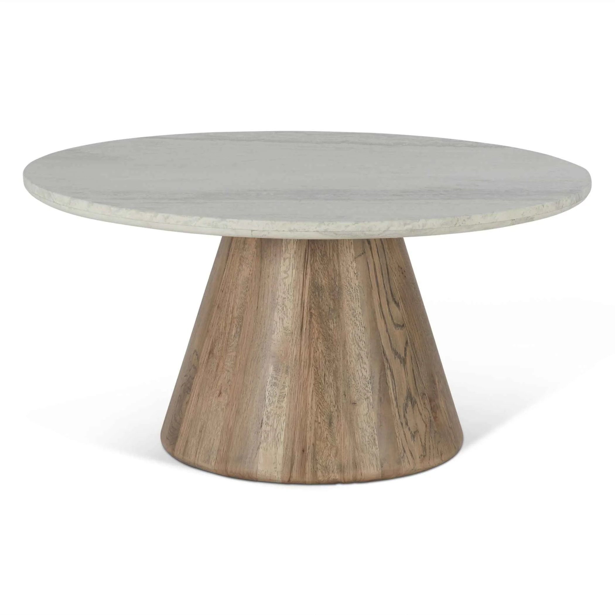 Vista 36" Coffee Table with White Travertine and Light Base