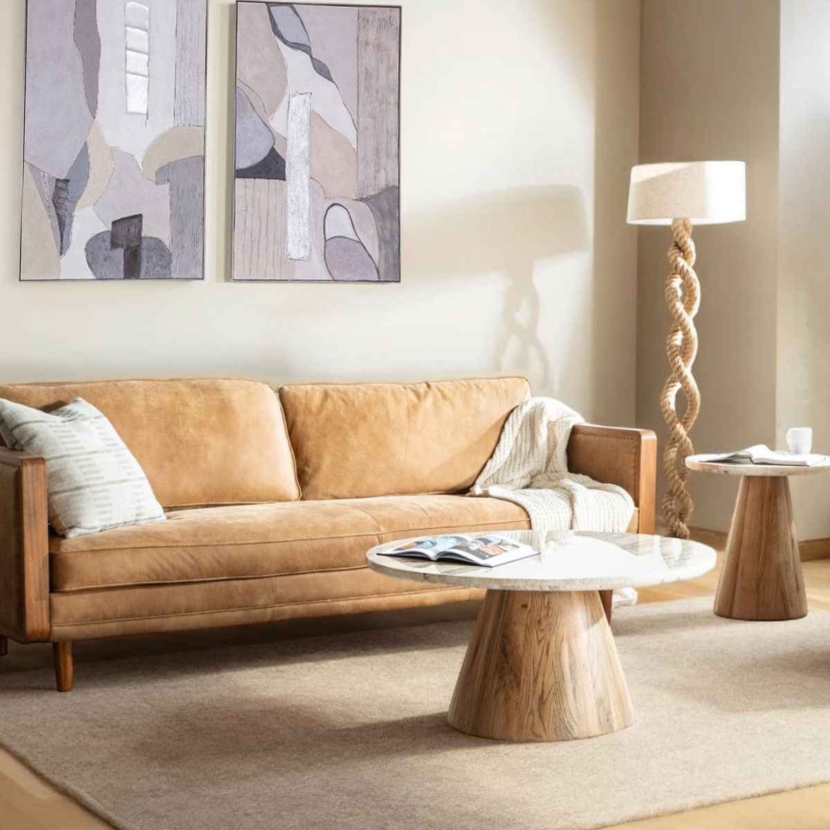 Vista 36" Coffee Table with White Travertine and Light Base - Image 3