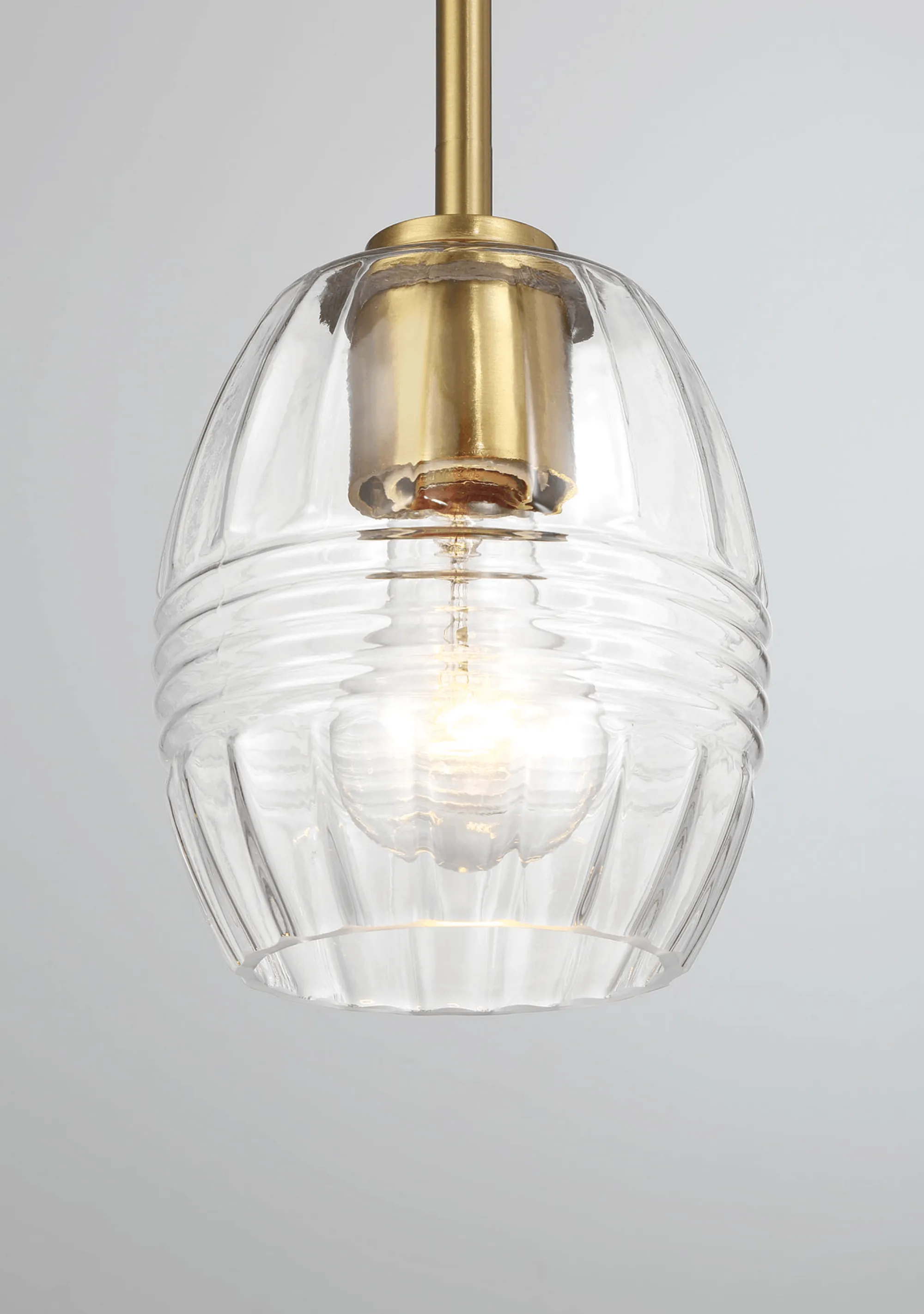 Vista Single Pendant Chain Hanging Light with Clear Glass - Satin Brass - Image 2