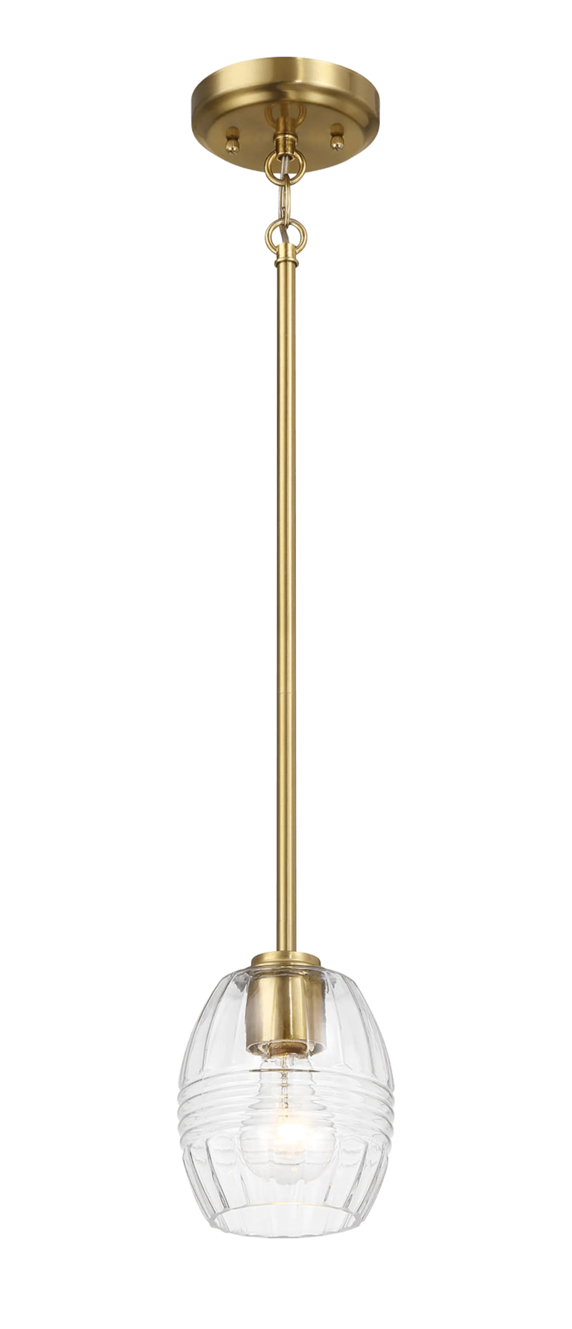 Vista Single Pendant Chain Hanging Light with Clear Glass - Satin Brass - Image 3