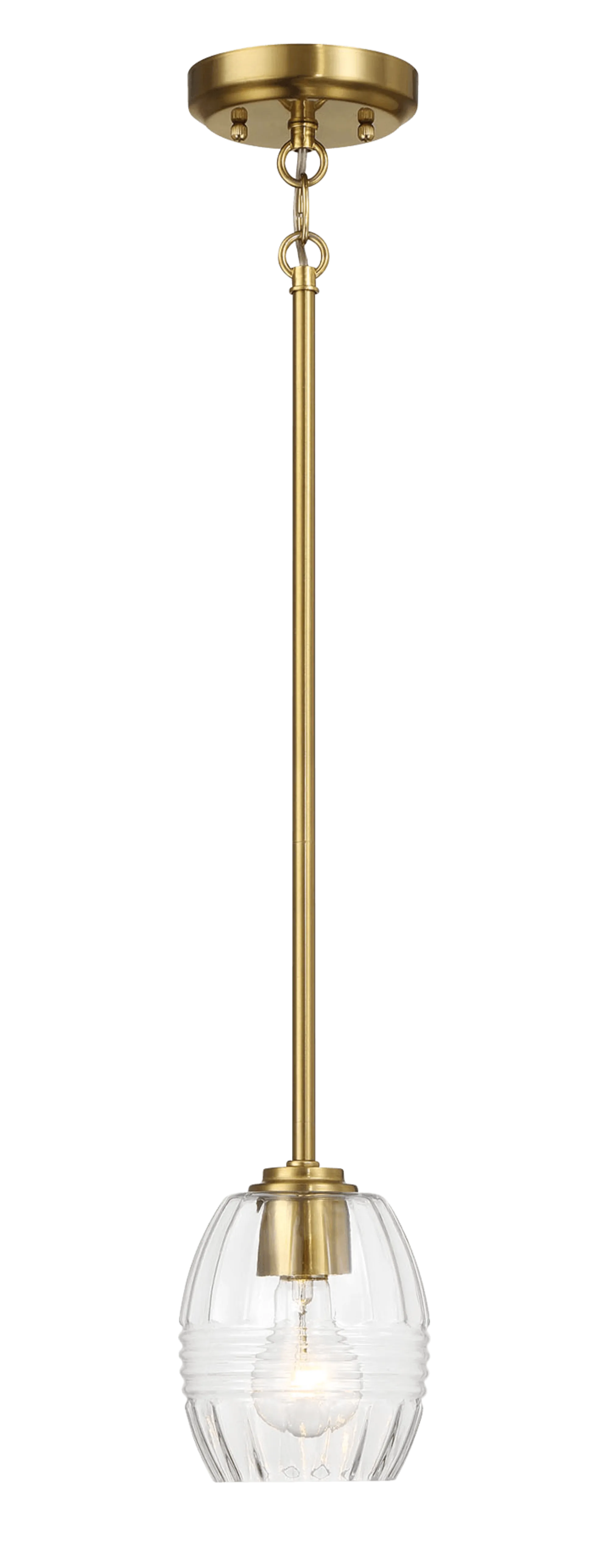Vista Single Pendant Chain Hanging Light with Clear Glass - Satin Brass - Image 4