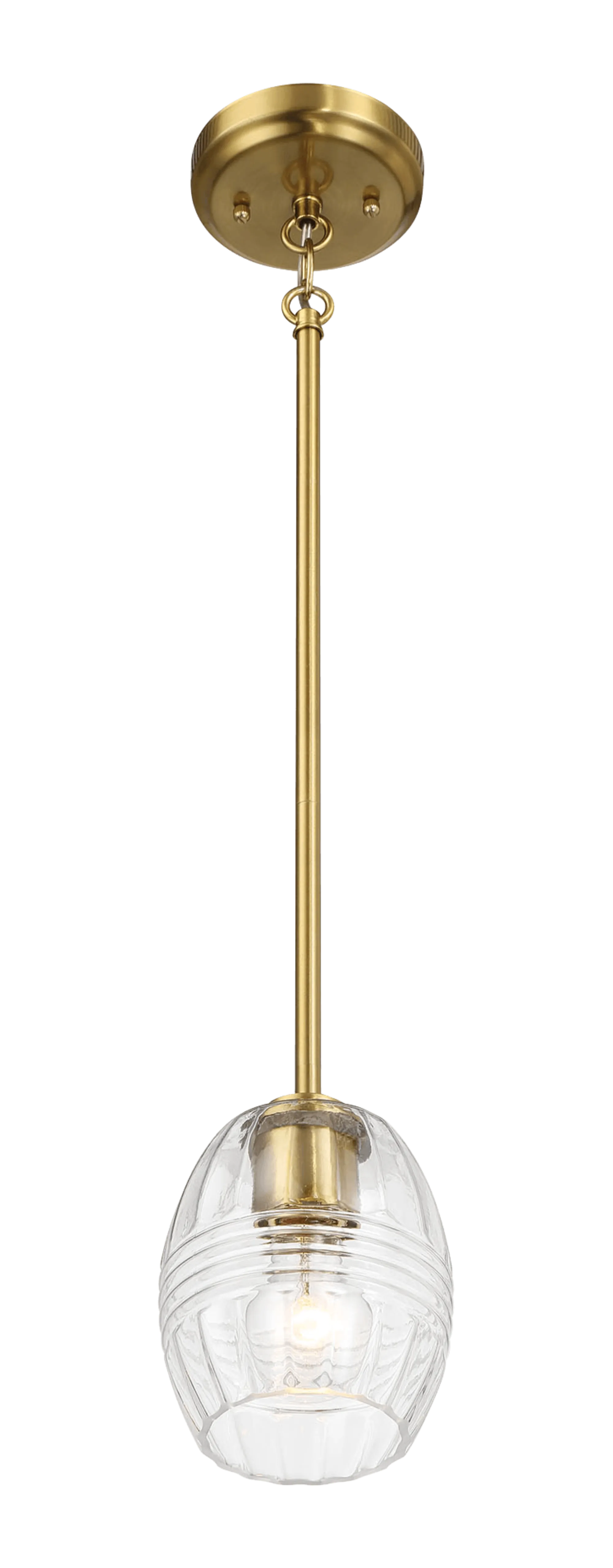Vista Single Pendant Chain Hanging Light with Clear Glass - Satin Brass - Image 5