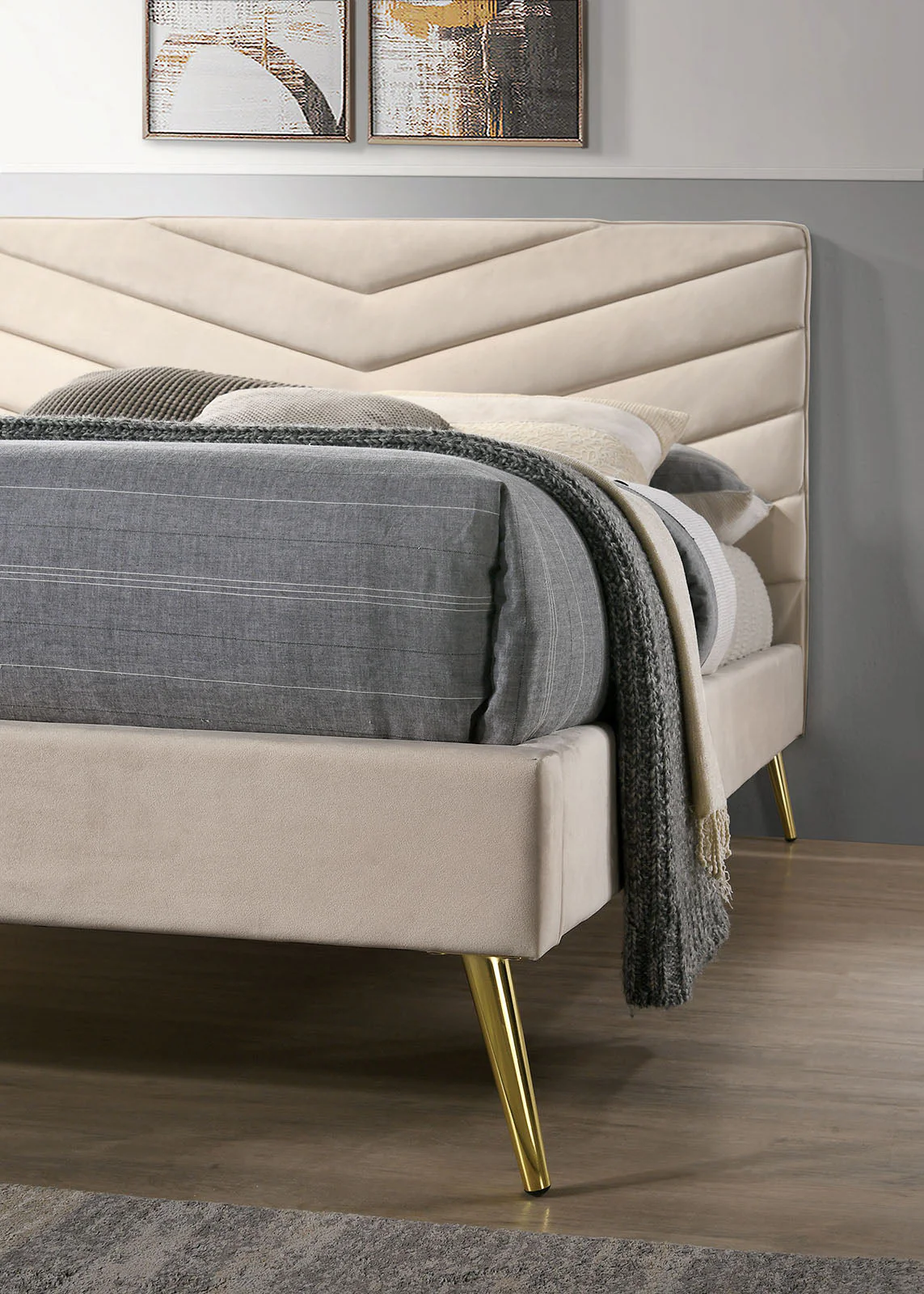 Vivar Beige Full Upholstered Bed - Image 2