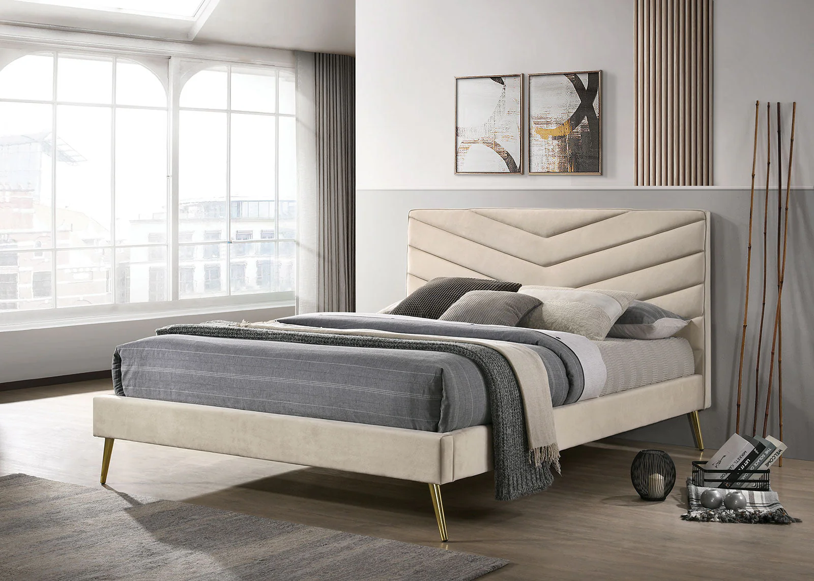 Vivar Beige King Bed