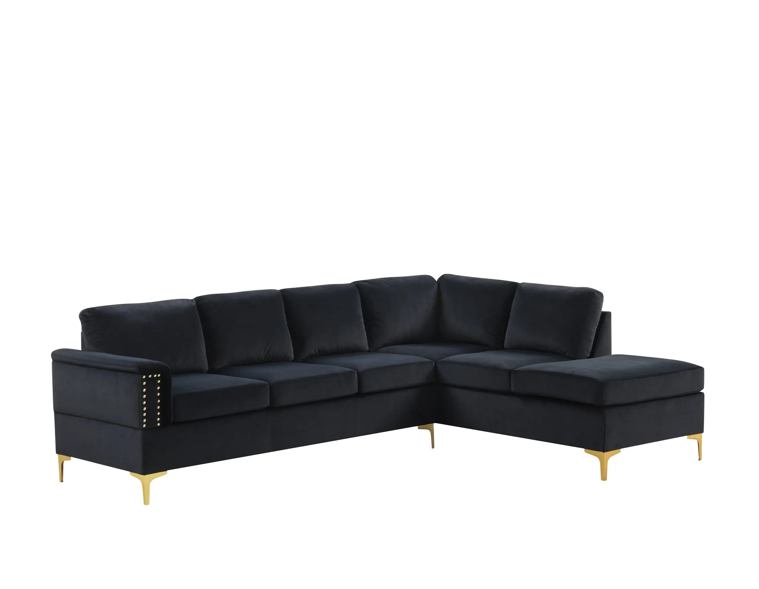 Vogue Black Velvet Right Arm Facing (RAF) Sectional - Image 2