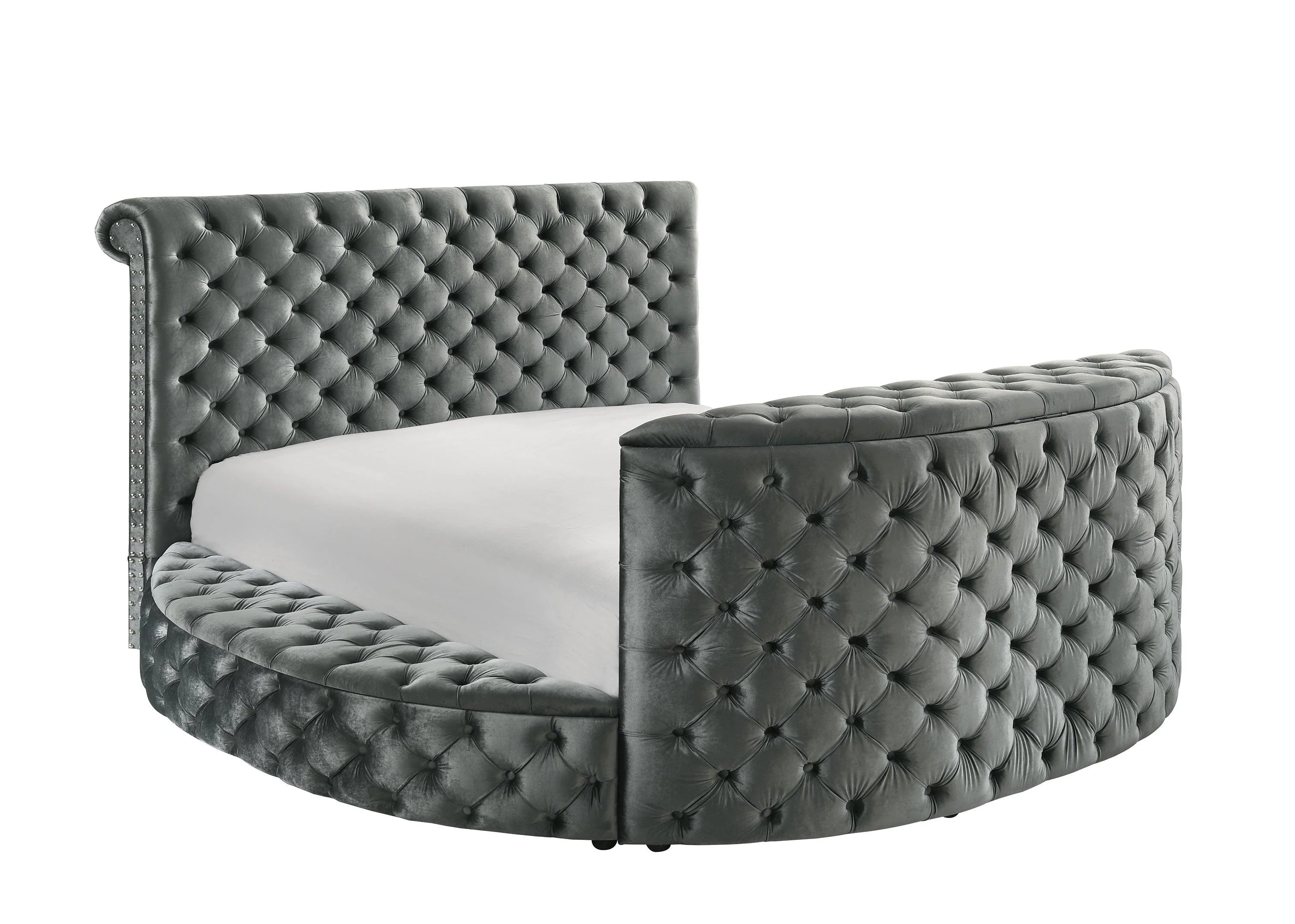 Voltare Gray King Upholstered Fireplace Bed with TV Lift - Image 3