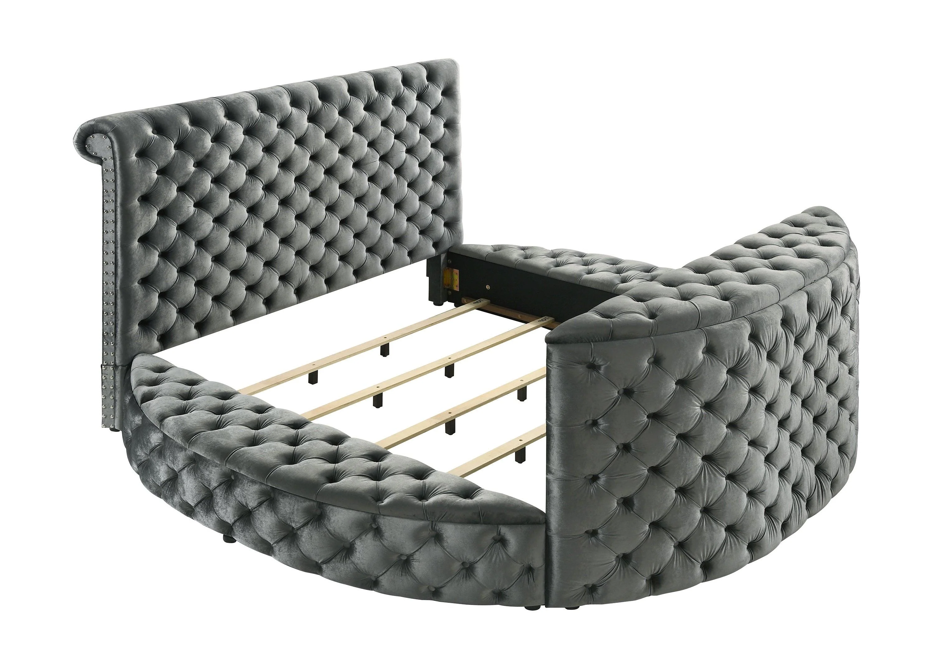 Voltare Gray King Upholstered Fireplace Bed with TV Lift - Image 4
