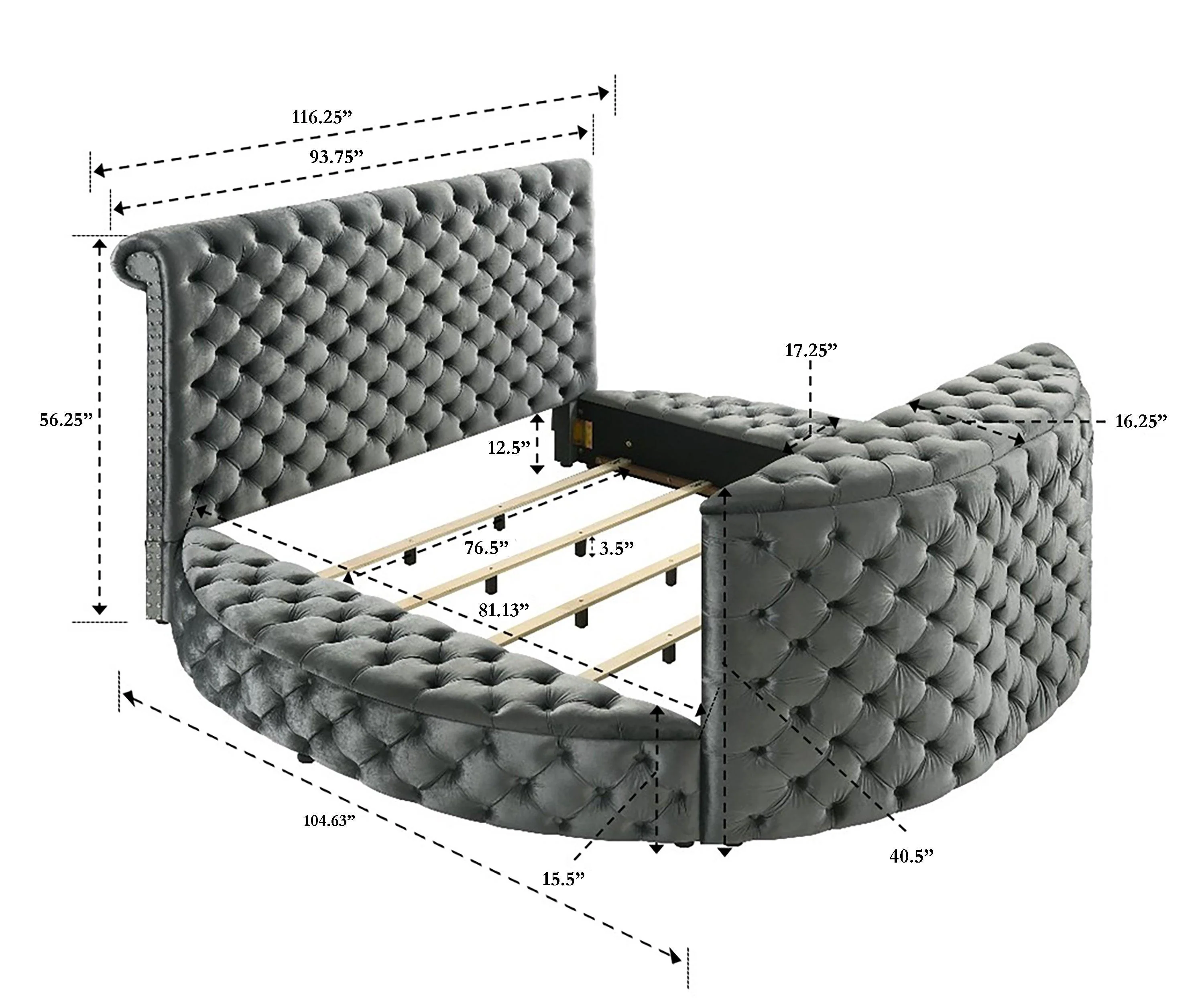 Voltare Gray King Upholstered Fireplace Bed with TV Lift - Image 9