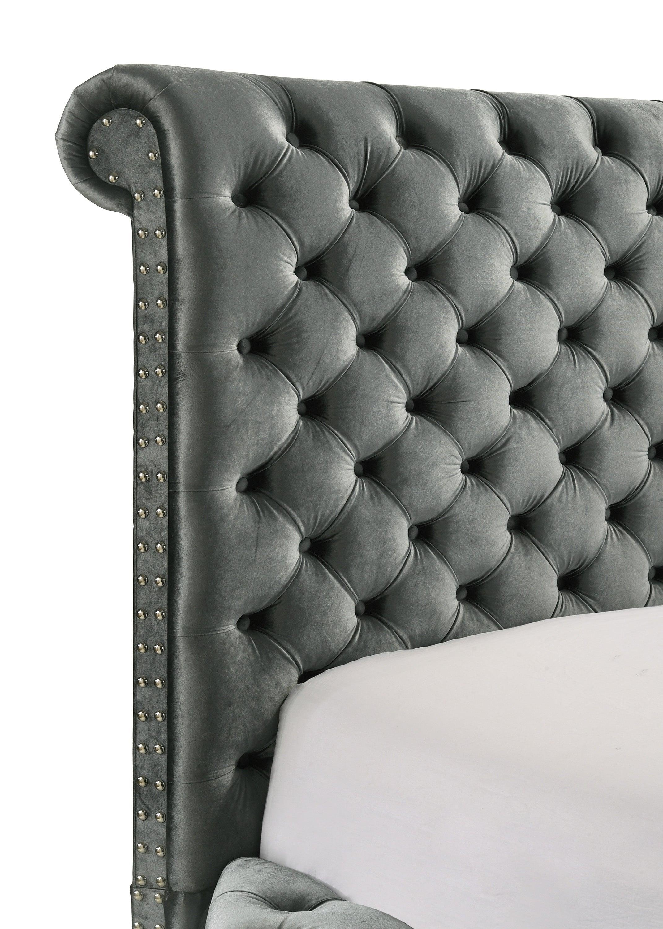 Voltare Gray Queen Upholstered Fireplace Bed with TV Lift - Image 6