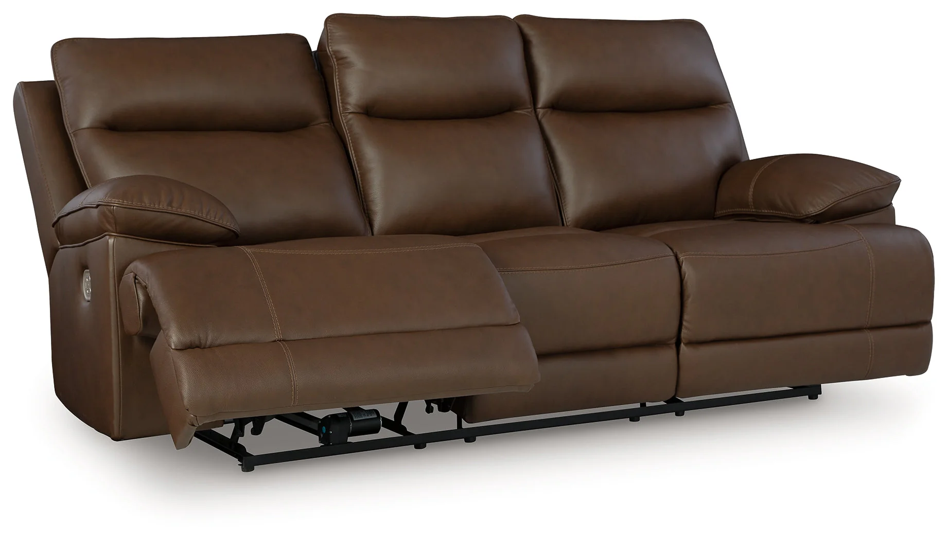 VonRyan Tobacco Dual Power Leather Reclining Modular Sofa - Image 5