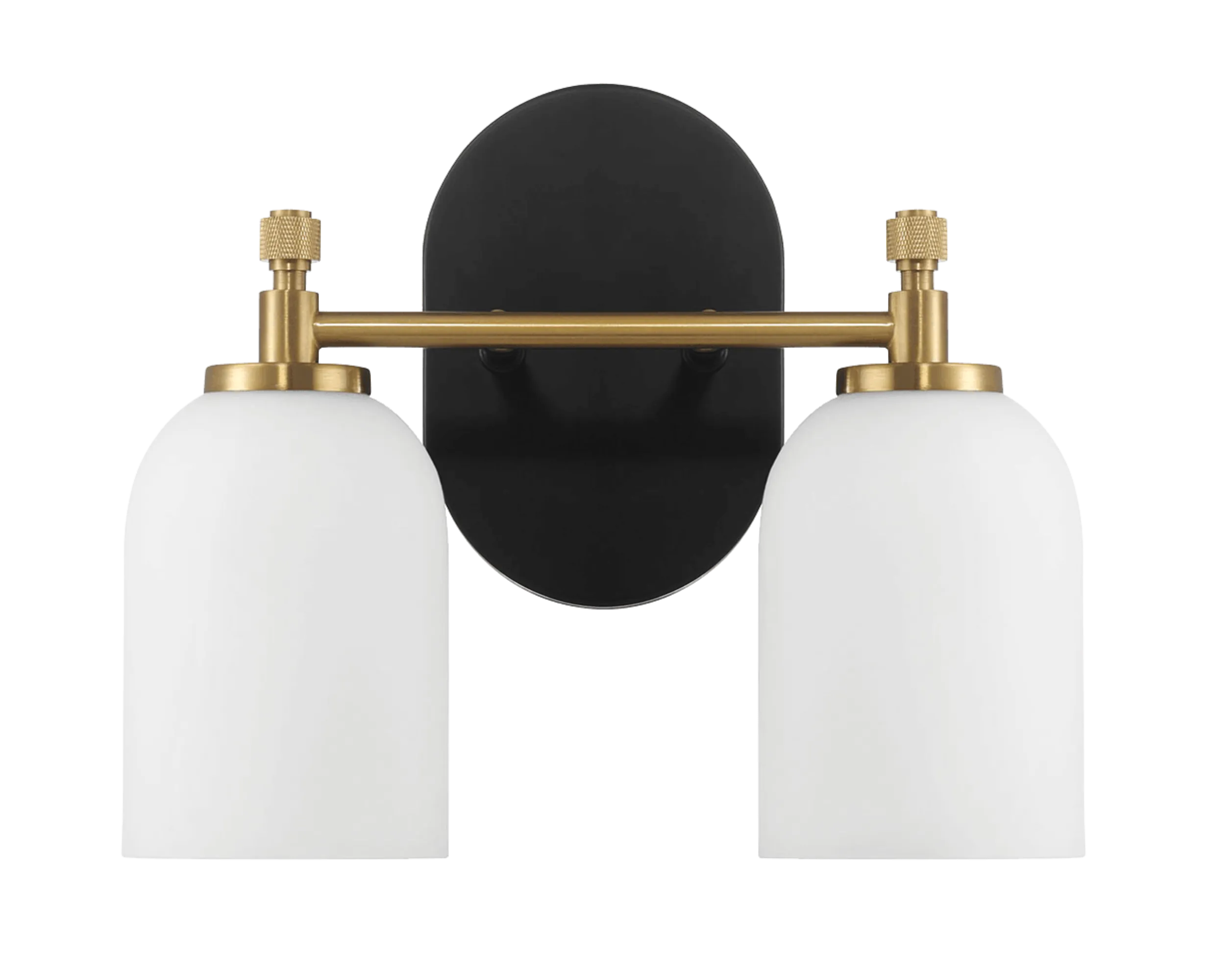 Vortex Two Lights Vanity in Traditional Style for Over Bathroom Mirror Wall Sconce 12.25"W × 10.125"H × 5.5"E With White Frosted Glass