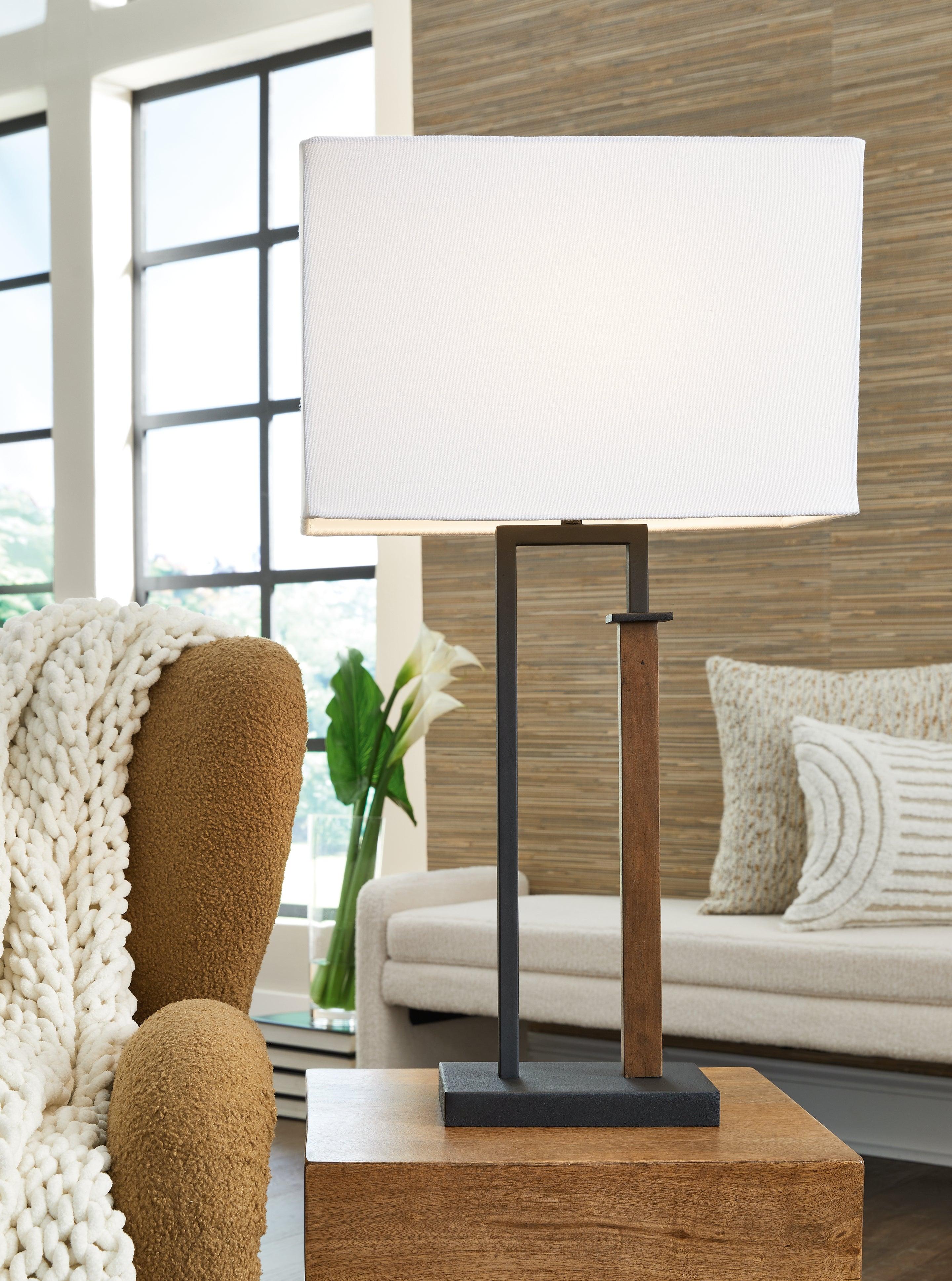 Voslen Black/Brown Table Lamp - Image 6